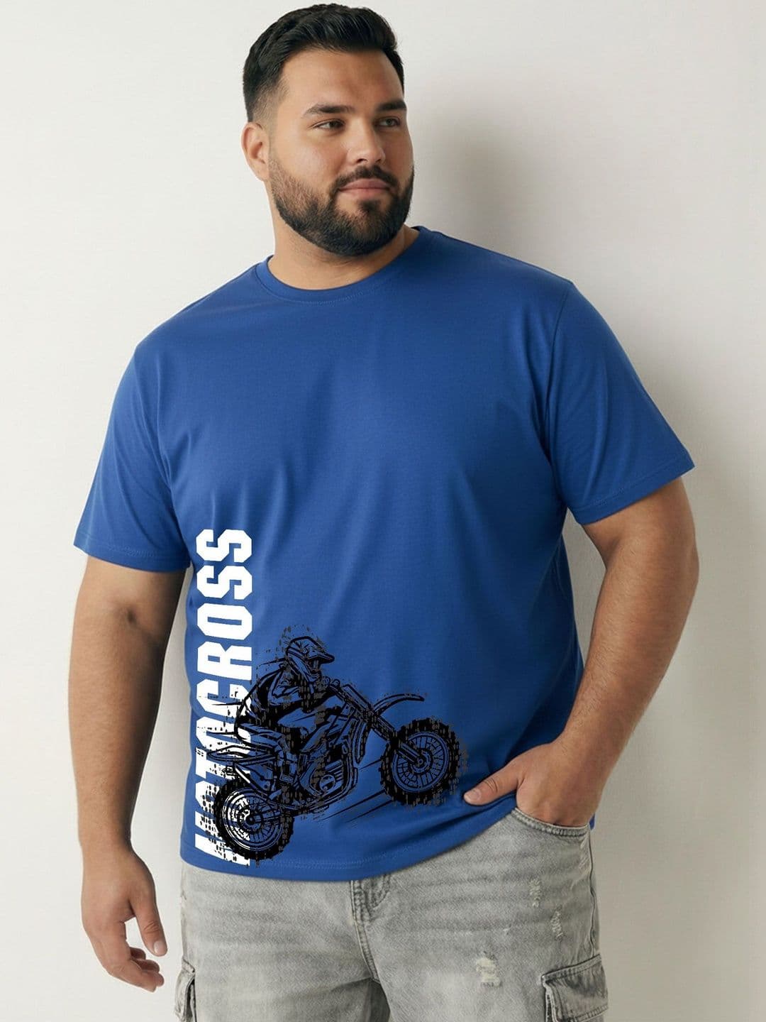 Toodle Plus Men Plus Size Pure Cotton Printed Regular Fit Casual T-Shirt - view 1