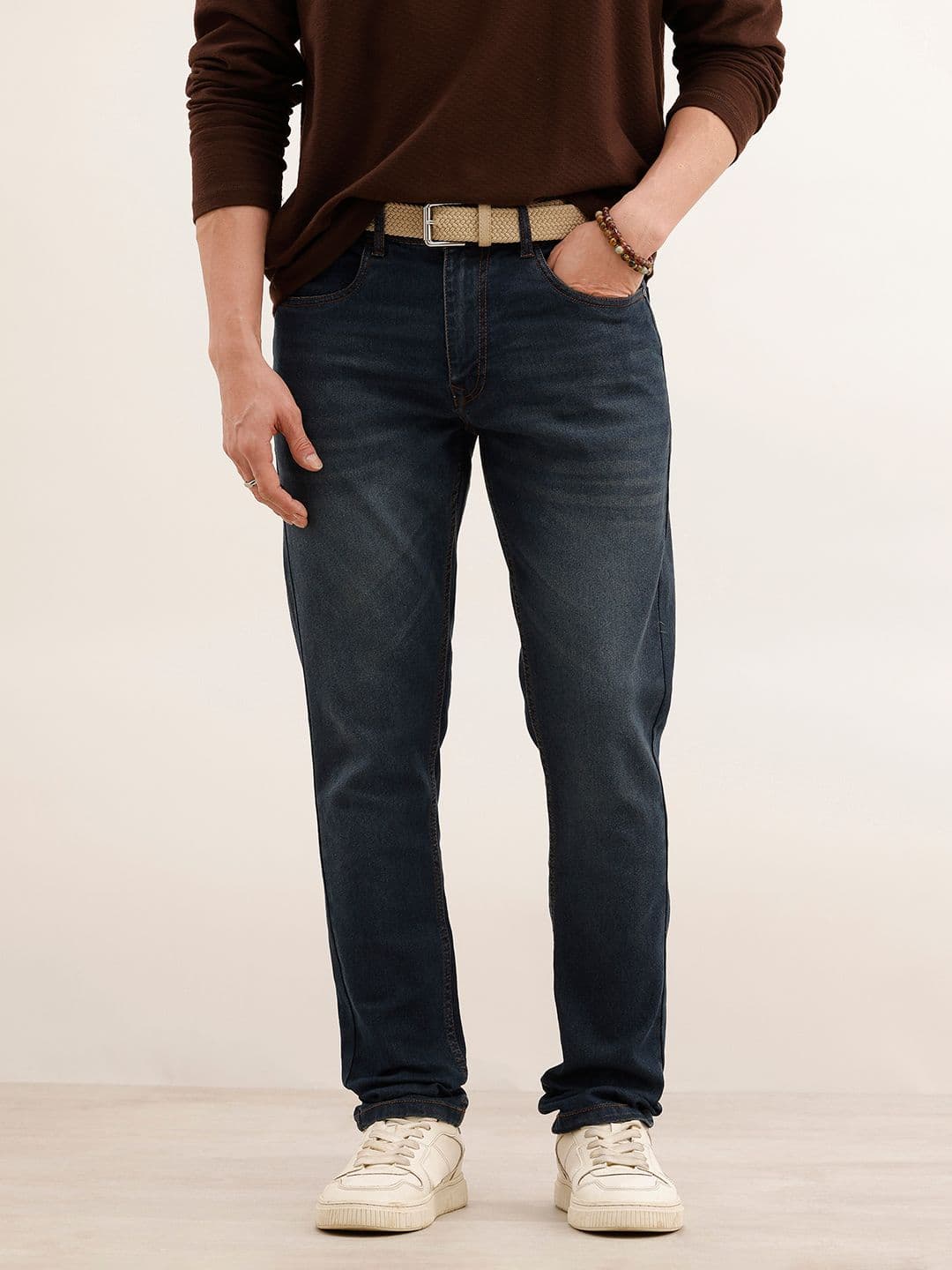 WROGN Men Slim Fit Mid-Rise Light Fade Stretchable Jeans - view 1