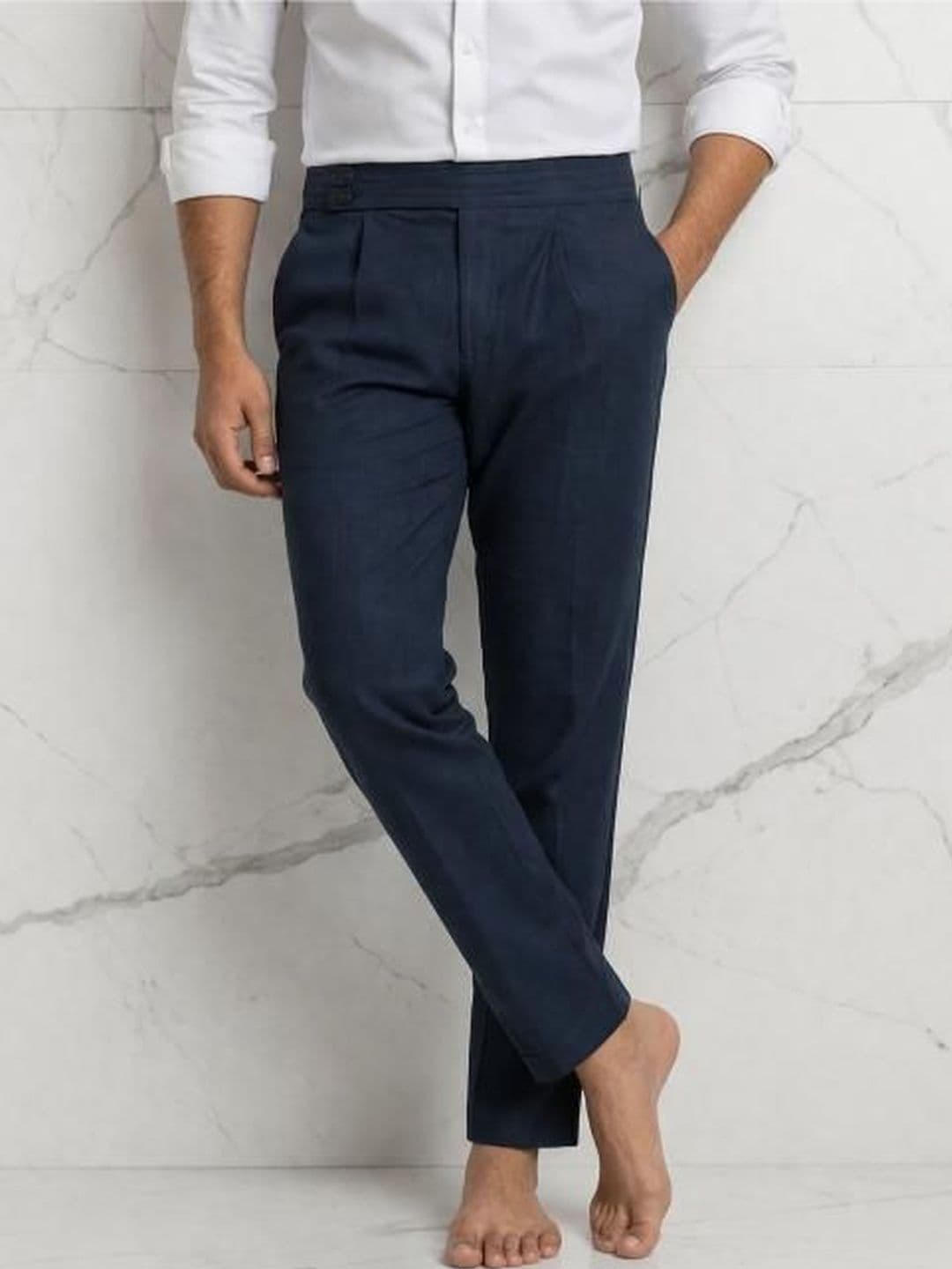 The Roadster Lifestyle Co Men Pure Cotton Slim Fit Pleated Formal Trousers - view 1