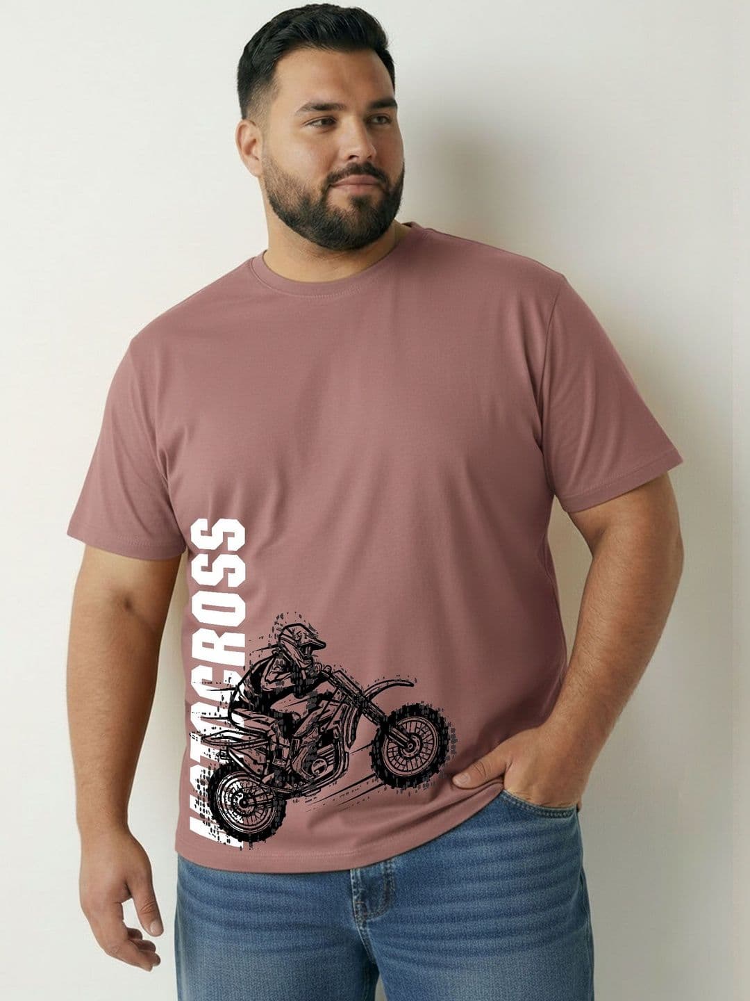 Toodle Plus Men Plus Size Pure Cotton Printed Regular Fit Casual T-Shirt - view 1
