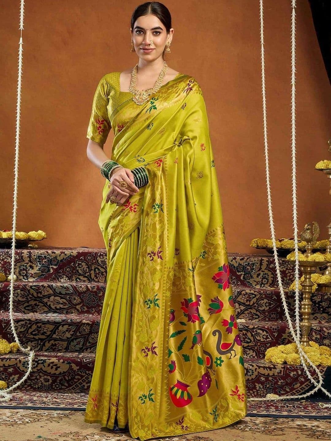 K 5 Fashion Embellished Zari Art Silk Fusion Paithani Saree - view 1