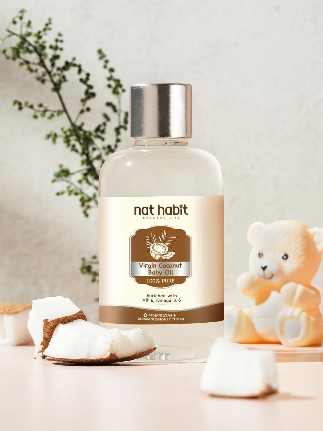 Nat Habit 100% Pure Virgin Coconut Baby Oil with Vitamin E & Omega 3,6 - 100ml - view 1