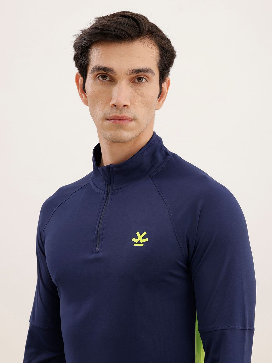 WROGN ACTIVE Men Navy Blue Solid High Neck T-shirt - view 1
