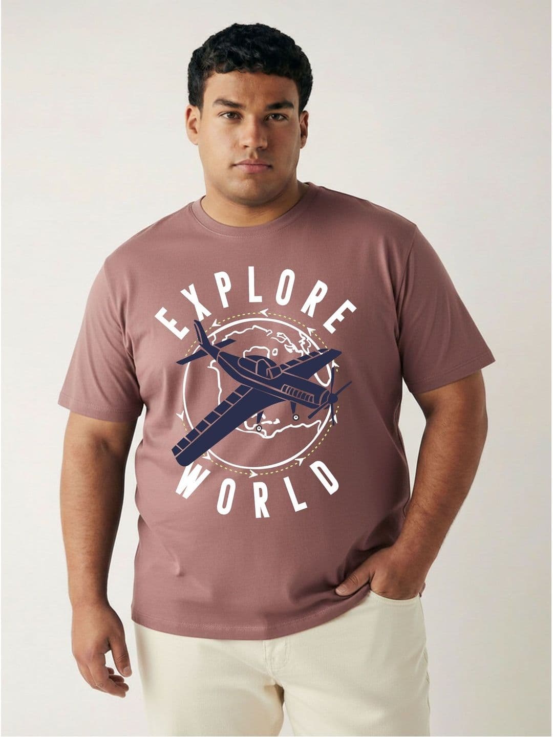 Toodle Plus Men Plus Size Pure Cotton Printed Regular Fit Casual T-Shirt - view 1