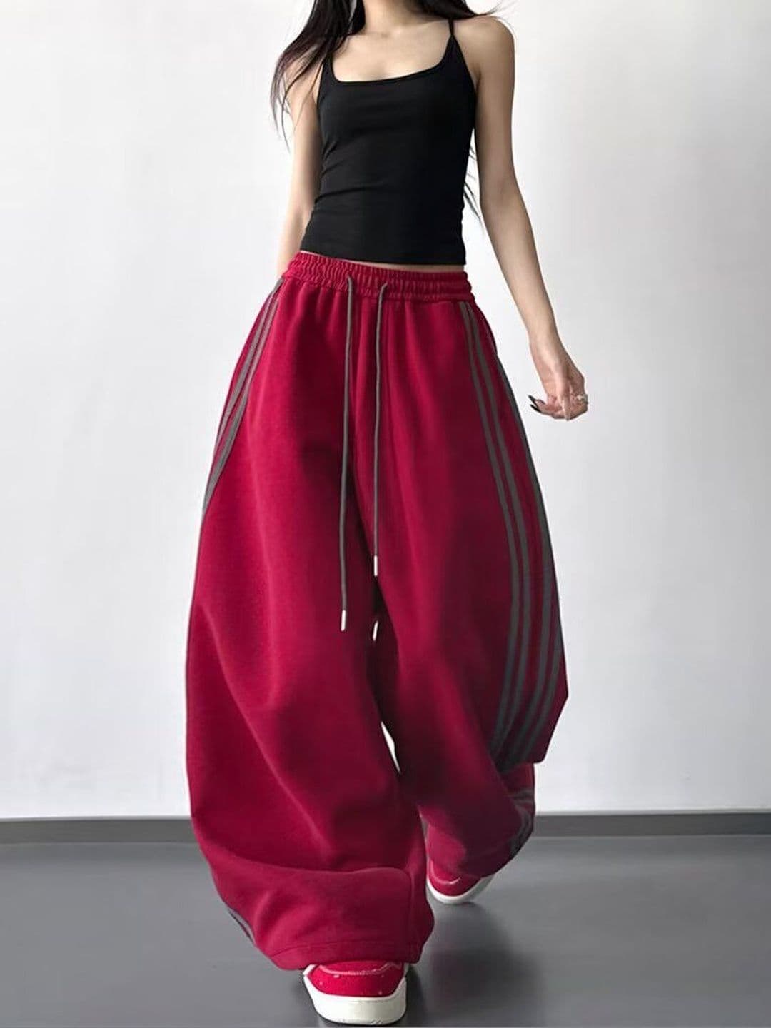 StyleCast x Revolte Women Striped Loose Fit Wide Leg Trousers - view 1