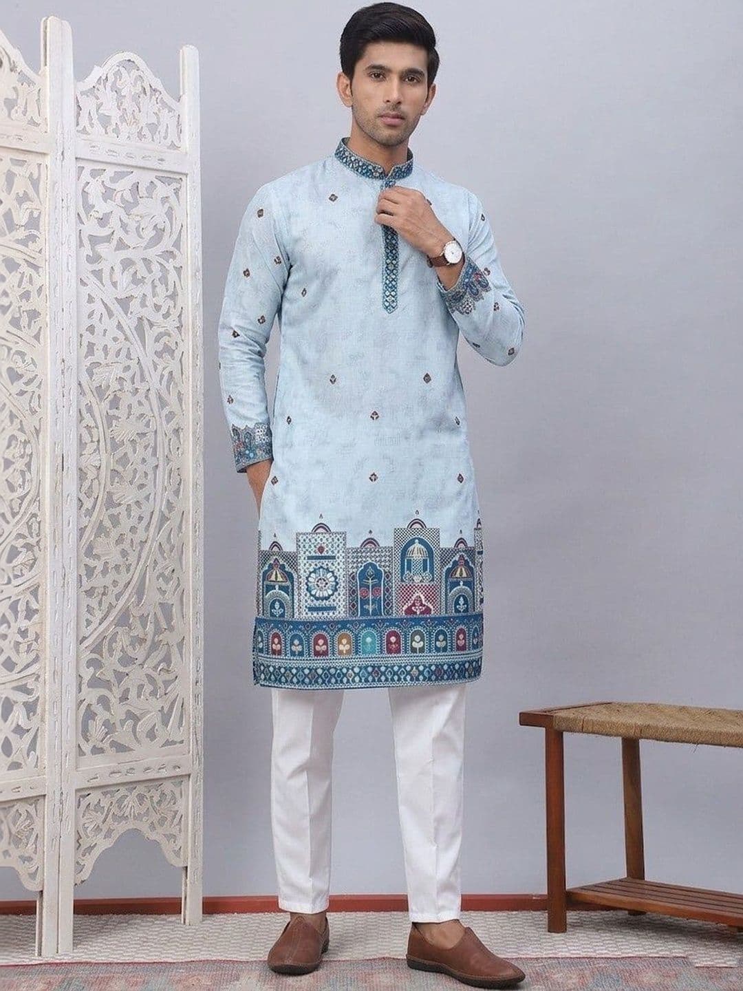 LADY BERRY Men Floral Printed Indie Prints Kurta - view 1