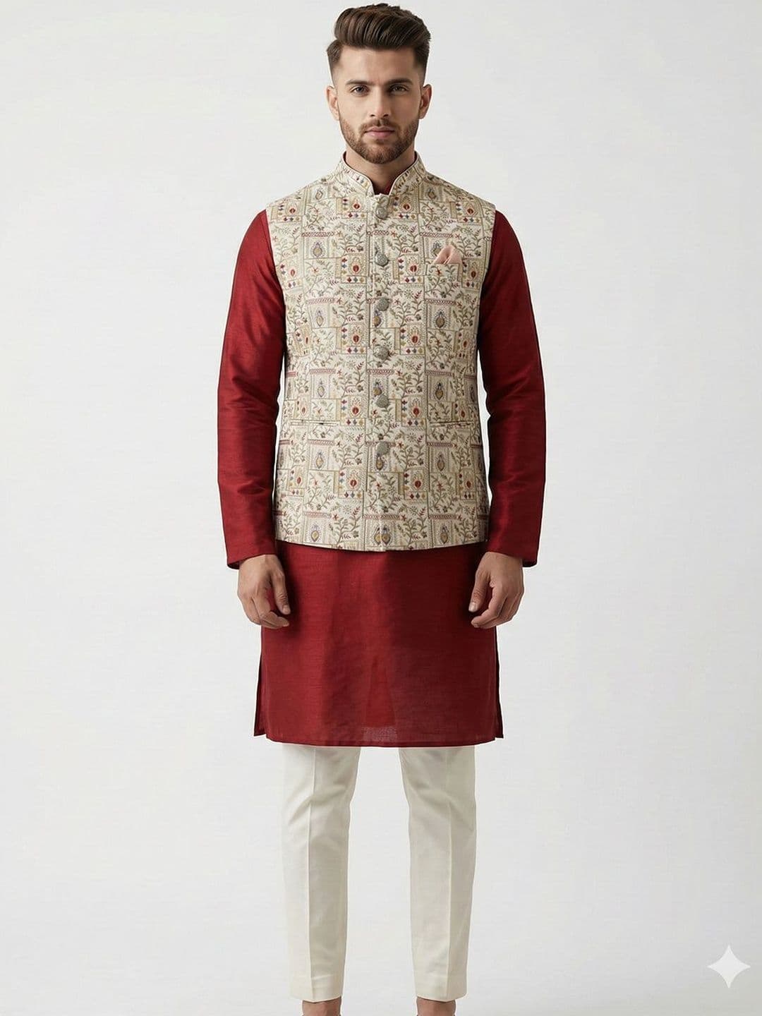 A LOYAL Printed Mandarin Collar Nehru Jackets - view 1