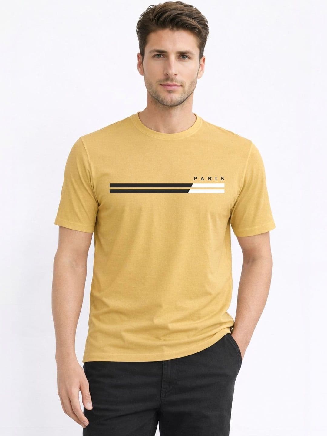 HERE&NOW Men Typography Printed Round Neck Regular Fit Cotton T-shirt - view 1