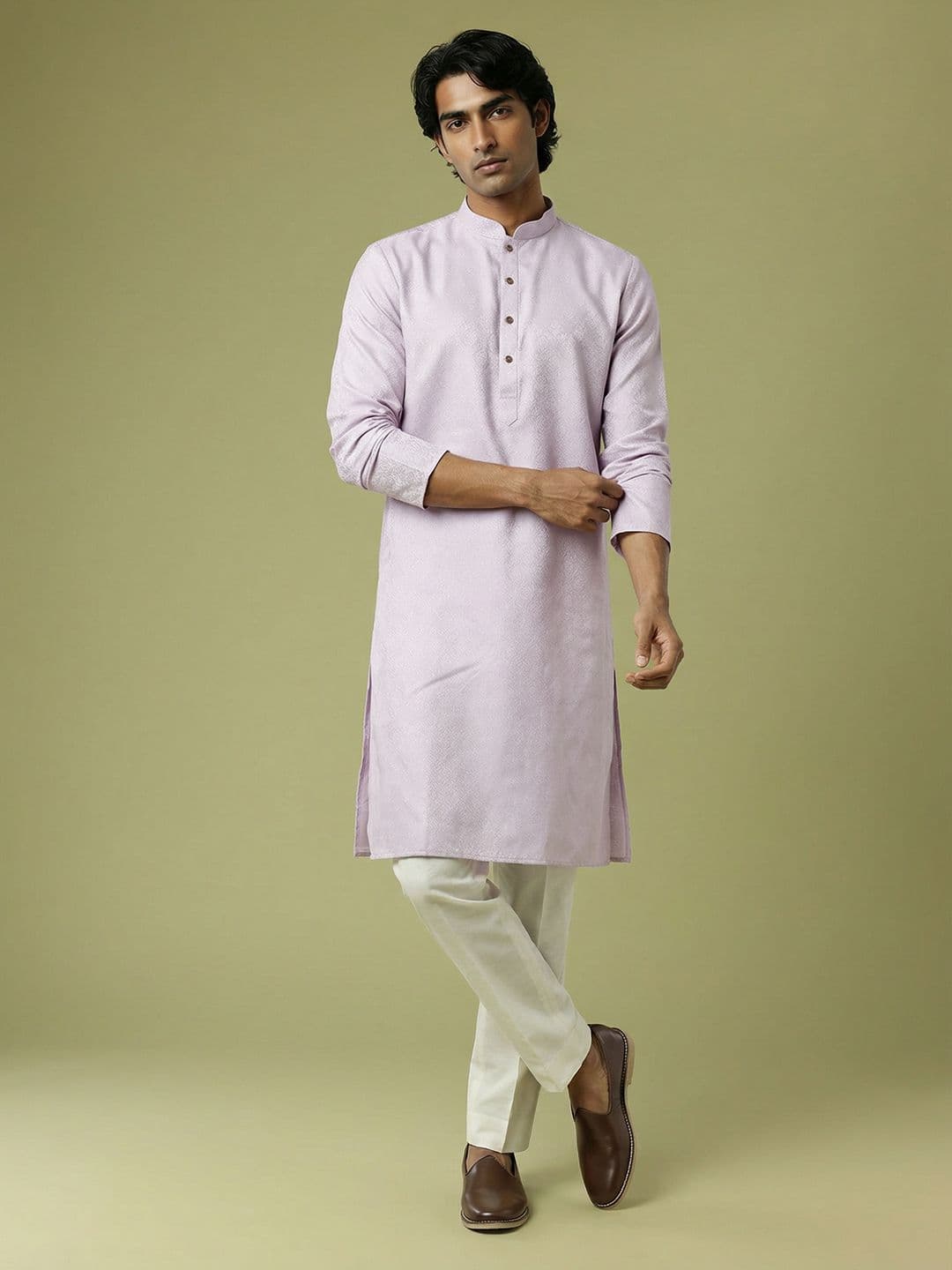 Anouk Woven Design Mandarin Collar Kurta - view 1