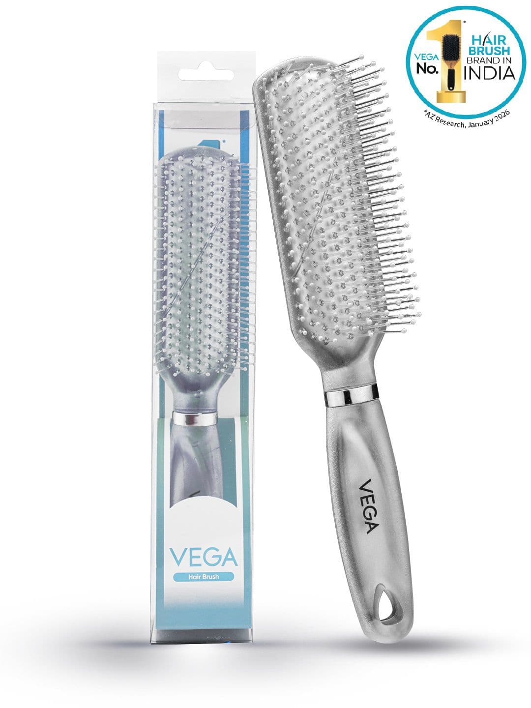 VEGA Flat Hair Brush R8-FBS - Silver - view 1