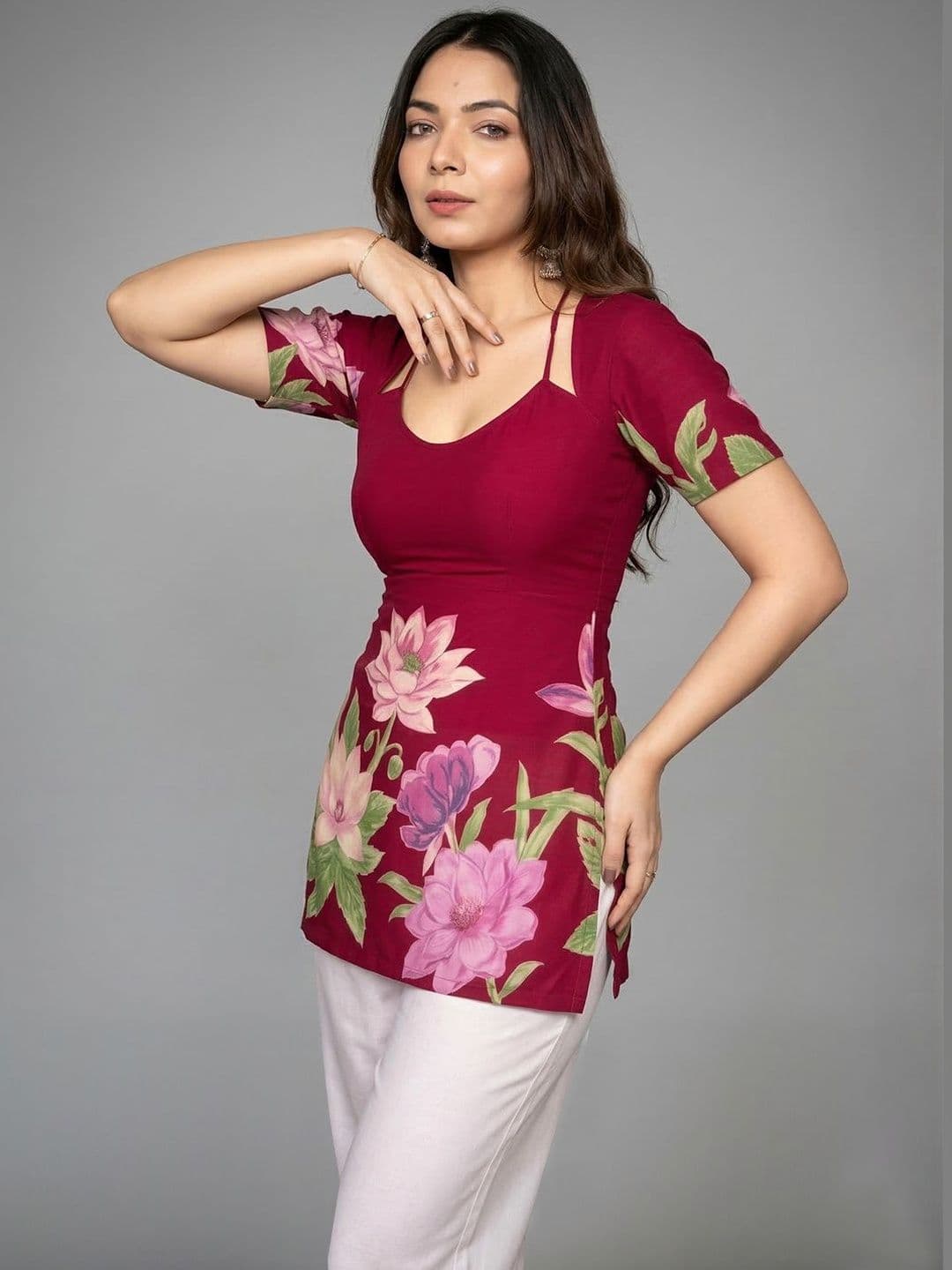 GoSriKi Floral Printed Kurti - view 1