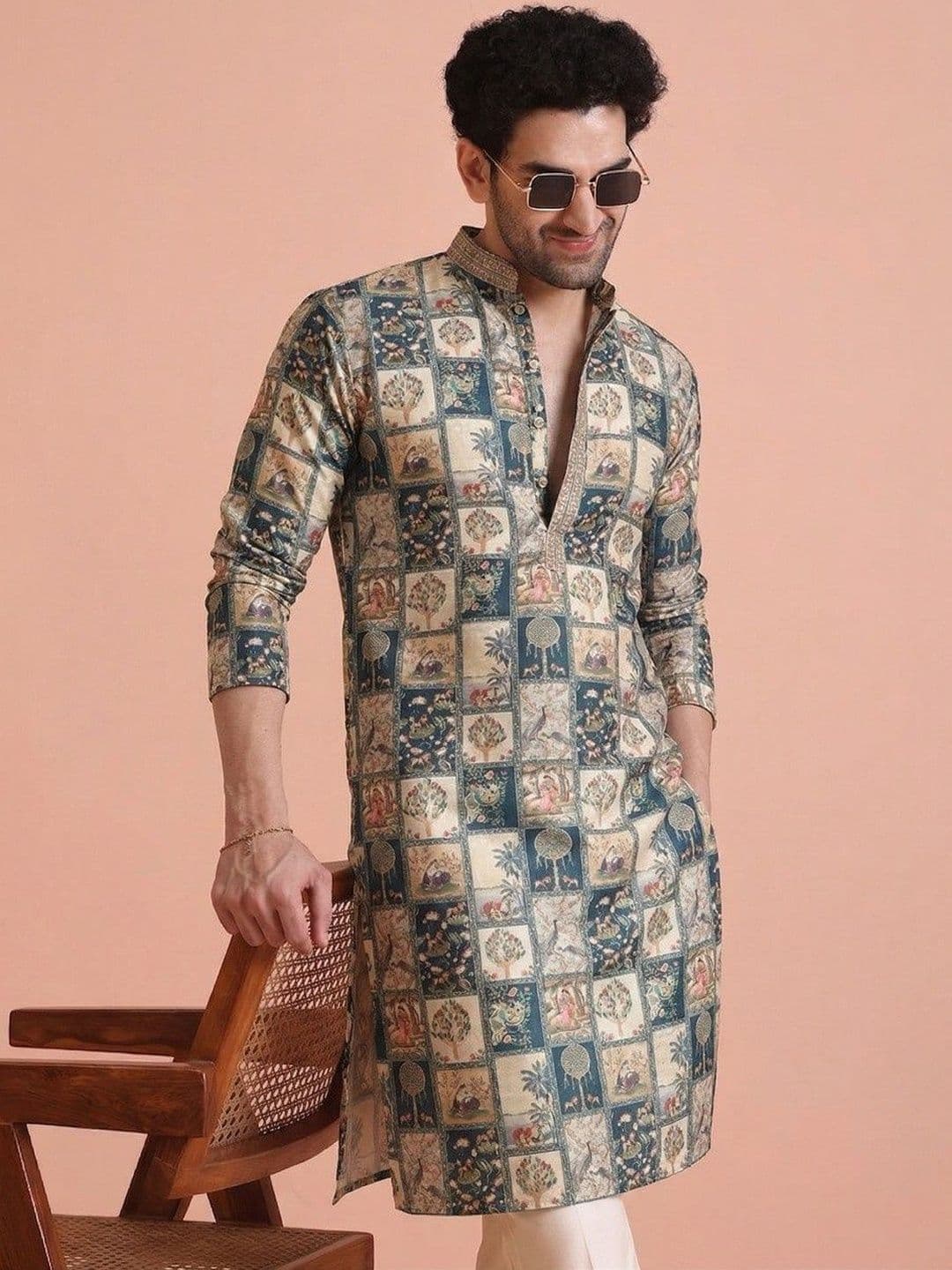 LADY BERRY Men Floral Printed Indie Prints Kurta - view 1