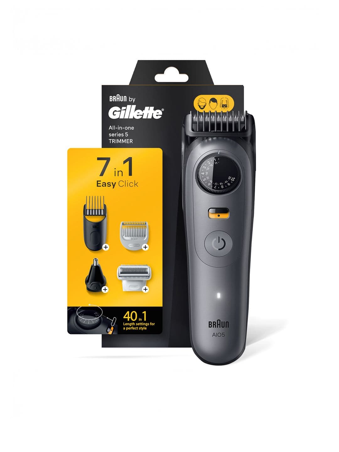 Gillette Series 5 AIO Trimmer with 7 Attachments + 40 Length Settings - Black - view 1