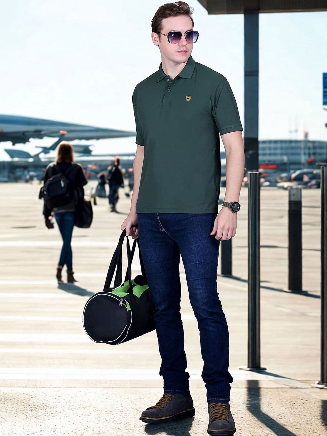 FLOSBERRY Mens Solid Polo Embroidered Chest Logo Tshirts - view 1