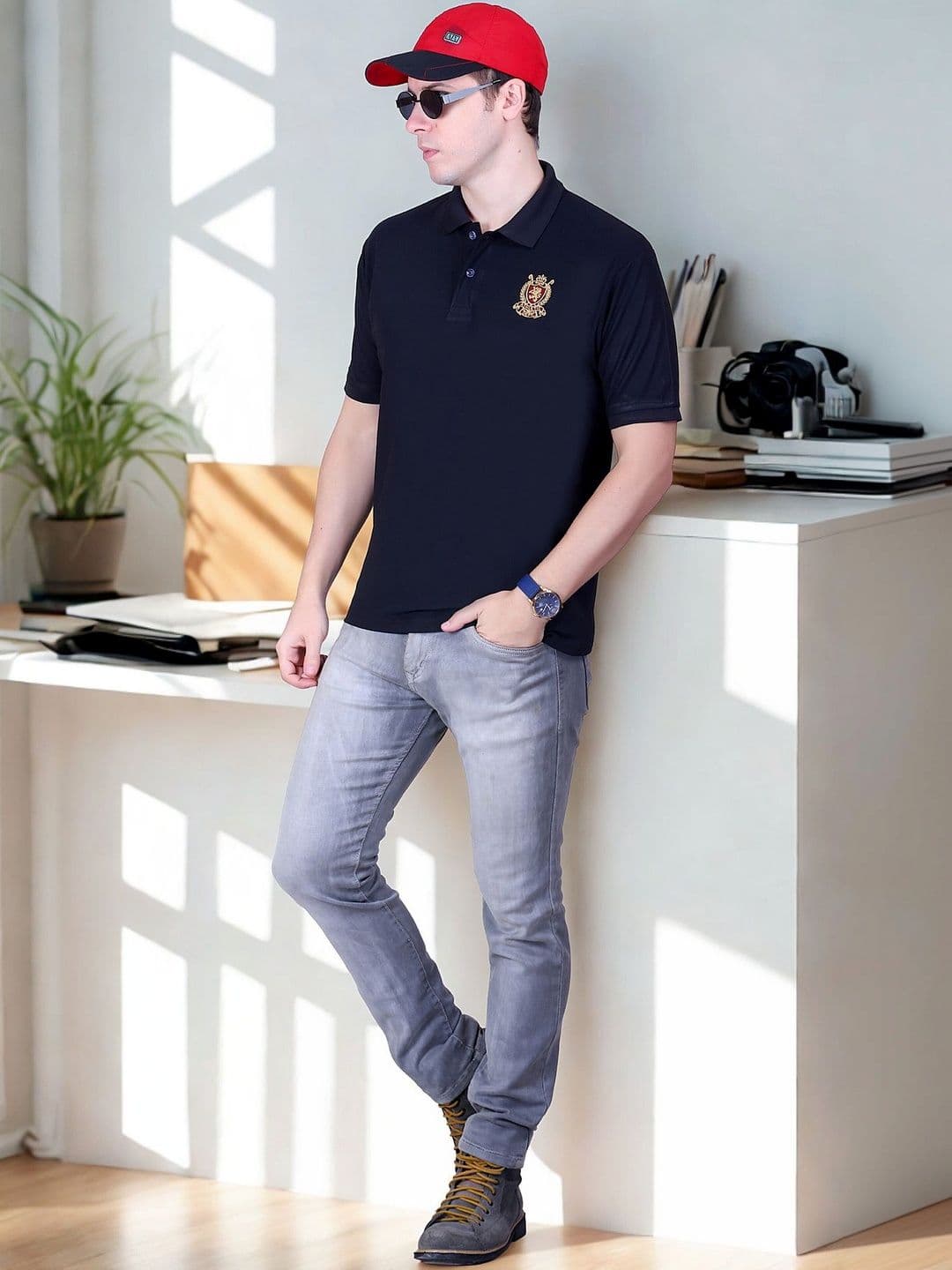 FLOSBERRY Mens Solid Polo Embroidered Chest Logo Tshirts - view 1