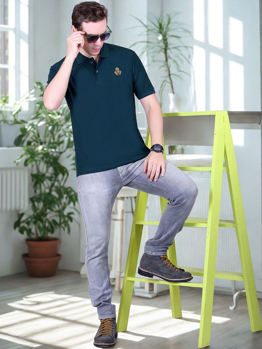 FLOSBERRY Mens Solid Polo Embroidered Chest Logo Tshirts - view 1