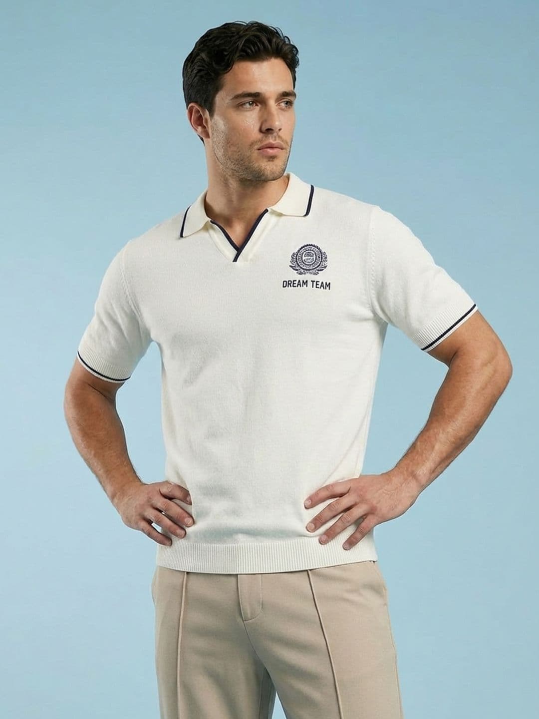 SPORT STREET by glitchez Flat Knit Polo Collar T-shirt - view 1