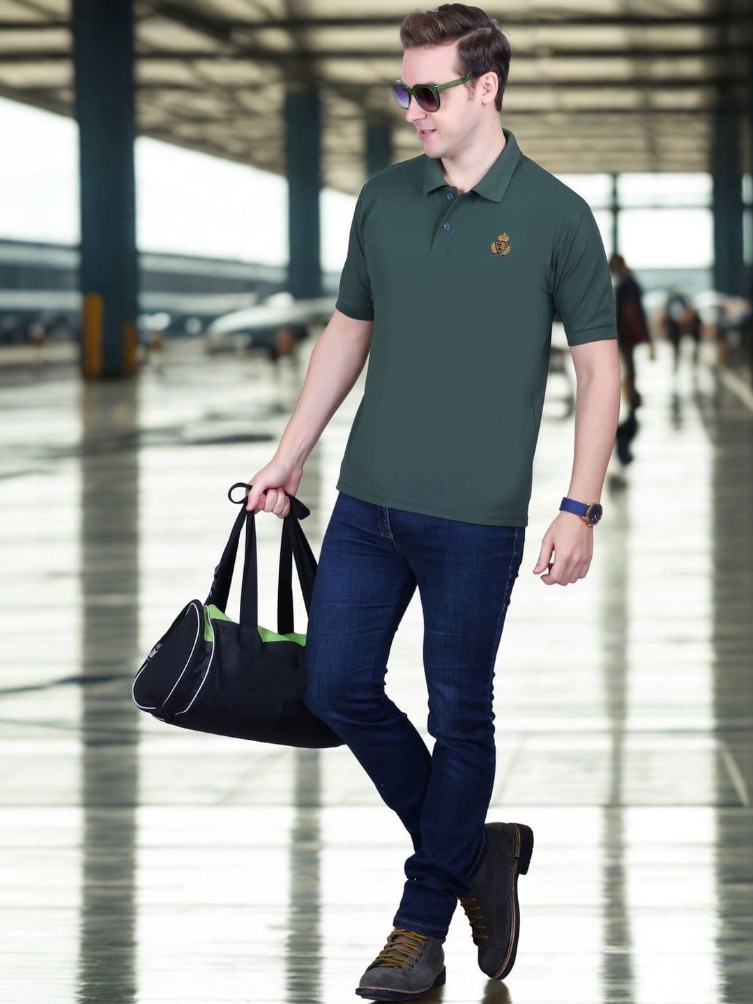 FLOSBERRY Mens Solid Polo Embroidered Chest Logo Tshirts - view 1