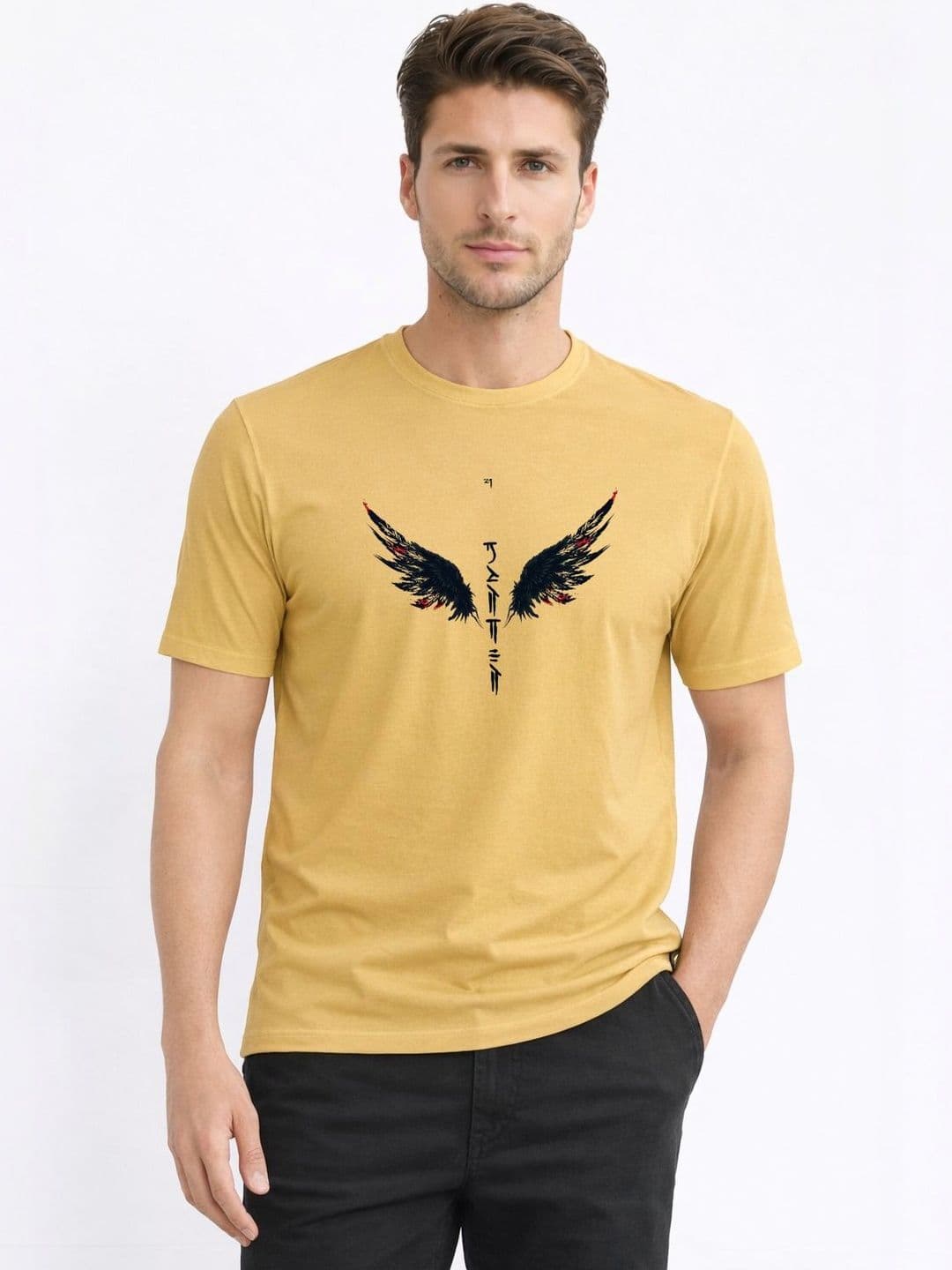 HERE&NOW Men Graphic Printed Round Neck Regular Fit Cotton T-shirt - view 1