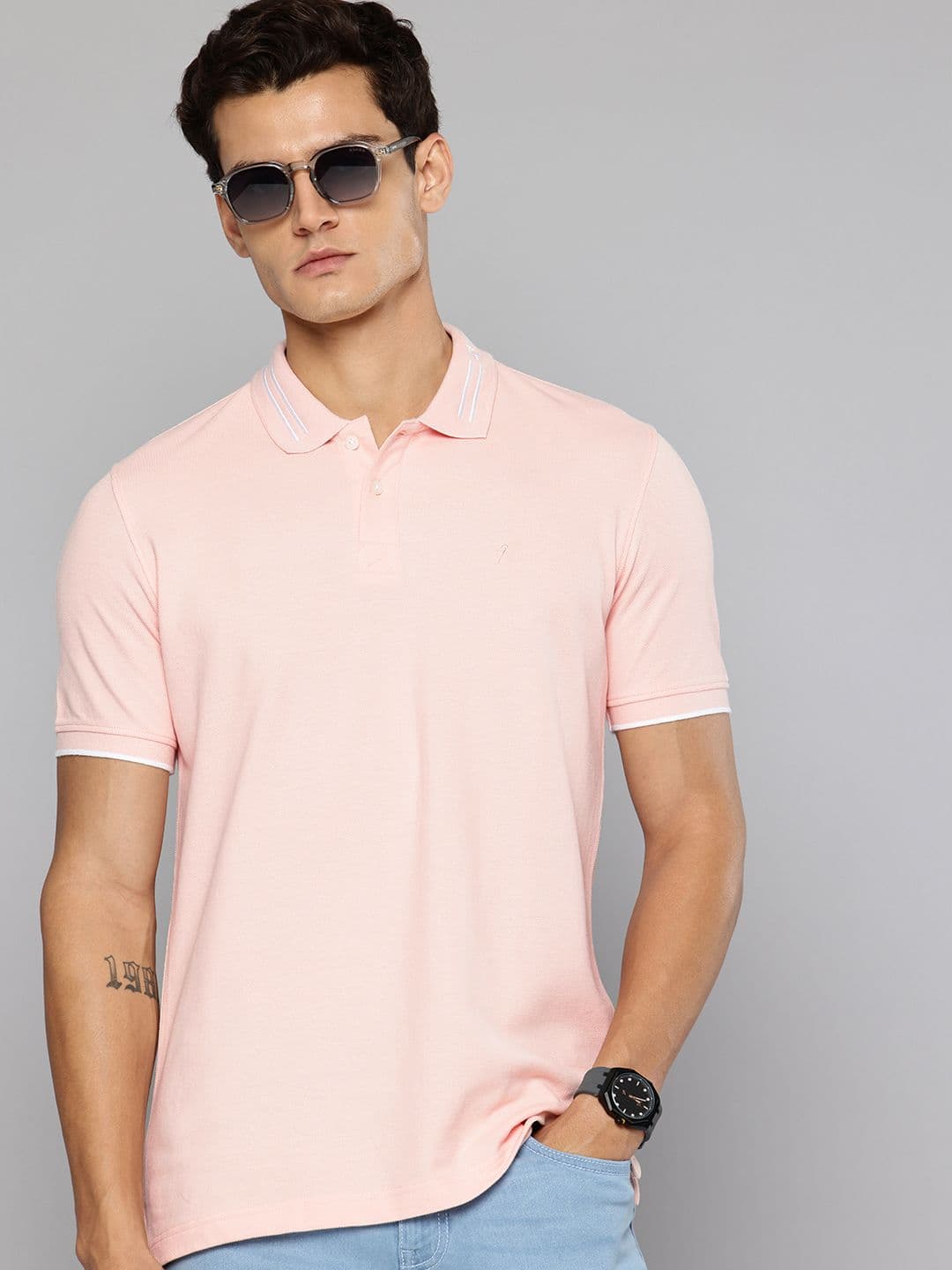 Indian Terrain Polo Collar Pure Cotton T-shirt - view 1