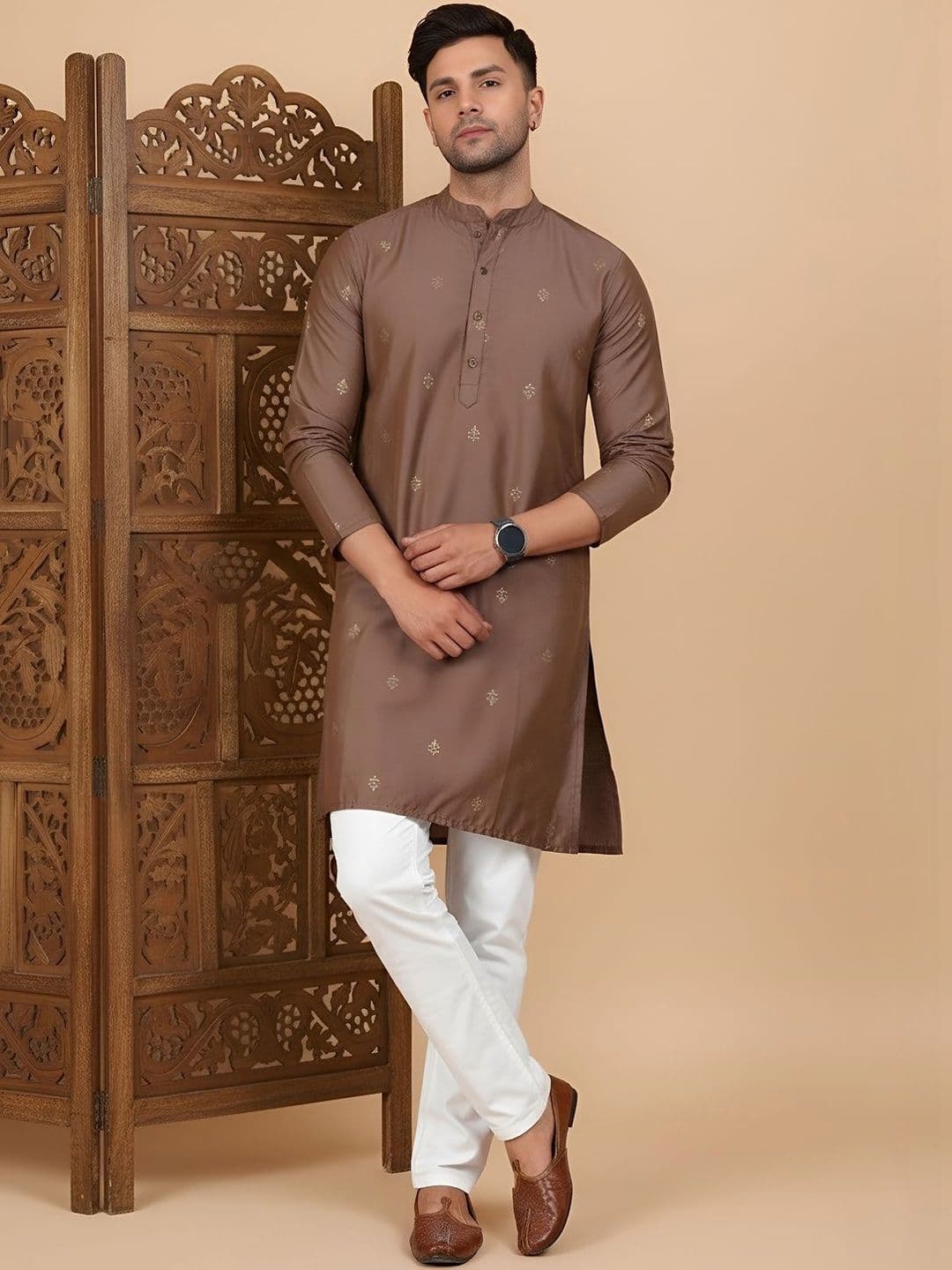 House of Pataudi Printed Mandarin Collar Above Knee Straight Kurtas - view 1