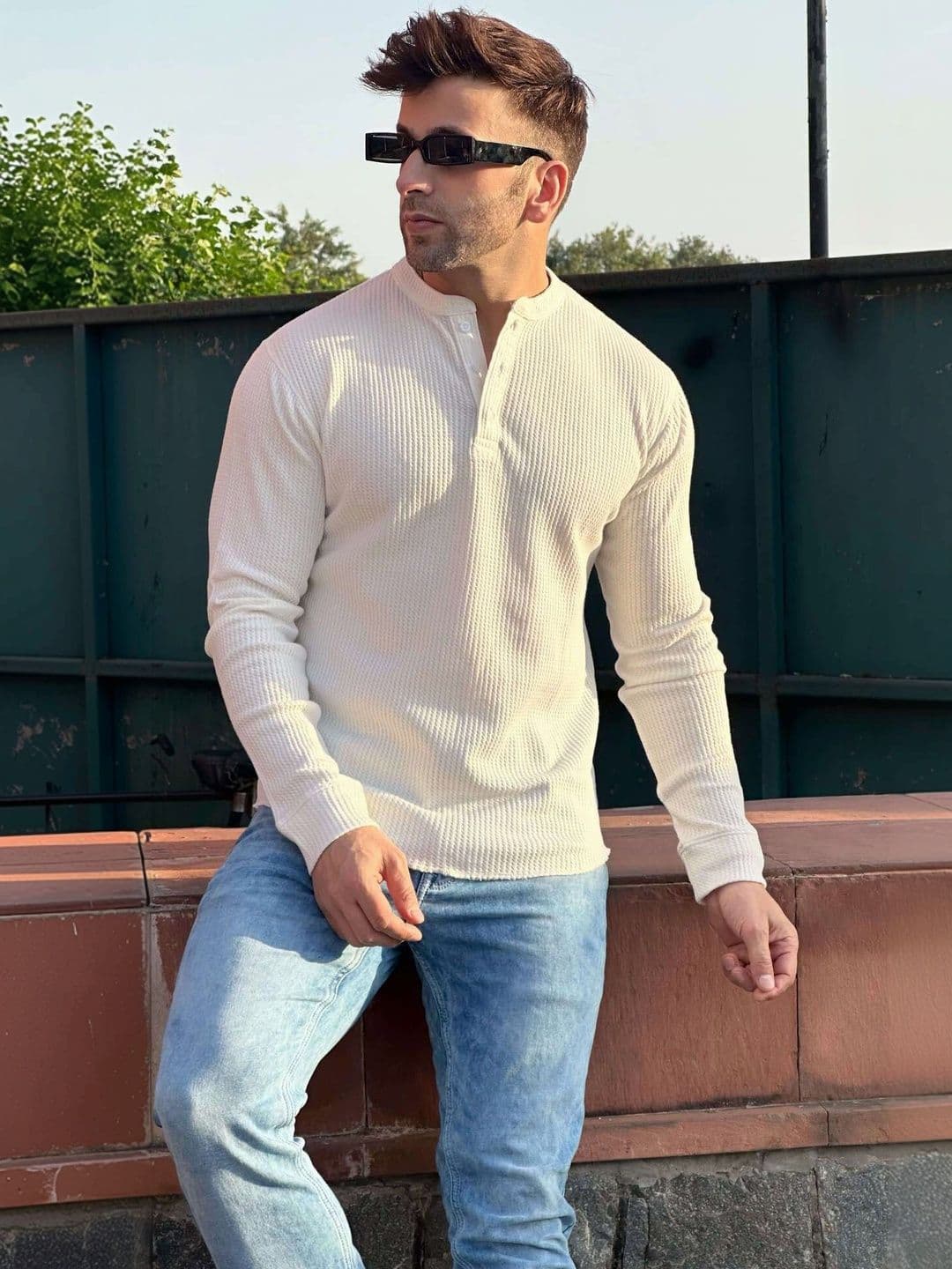 GRITSTONES Men Henley Neck Pure Cotton T-shirt - view 1