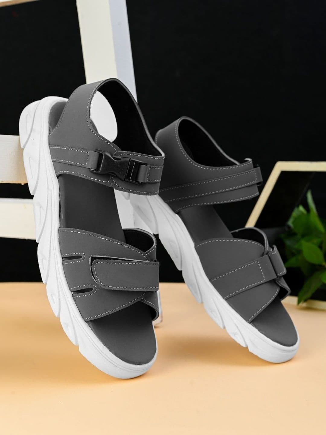 The Roadster Lifestyle Co Men Synthetic Velcro Sports Sandals With Adjustable Straps - view 1