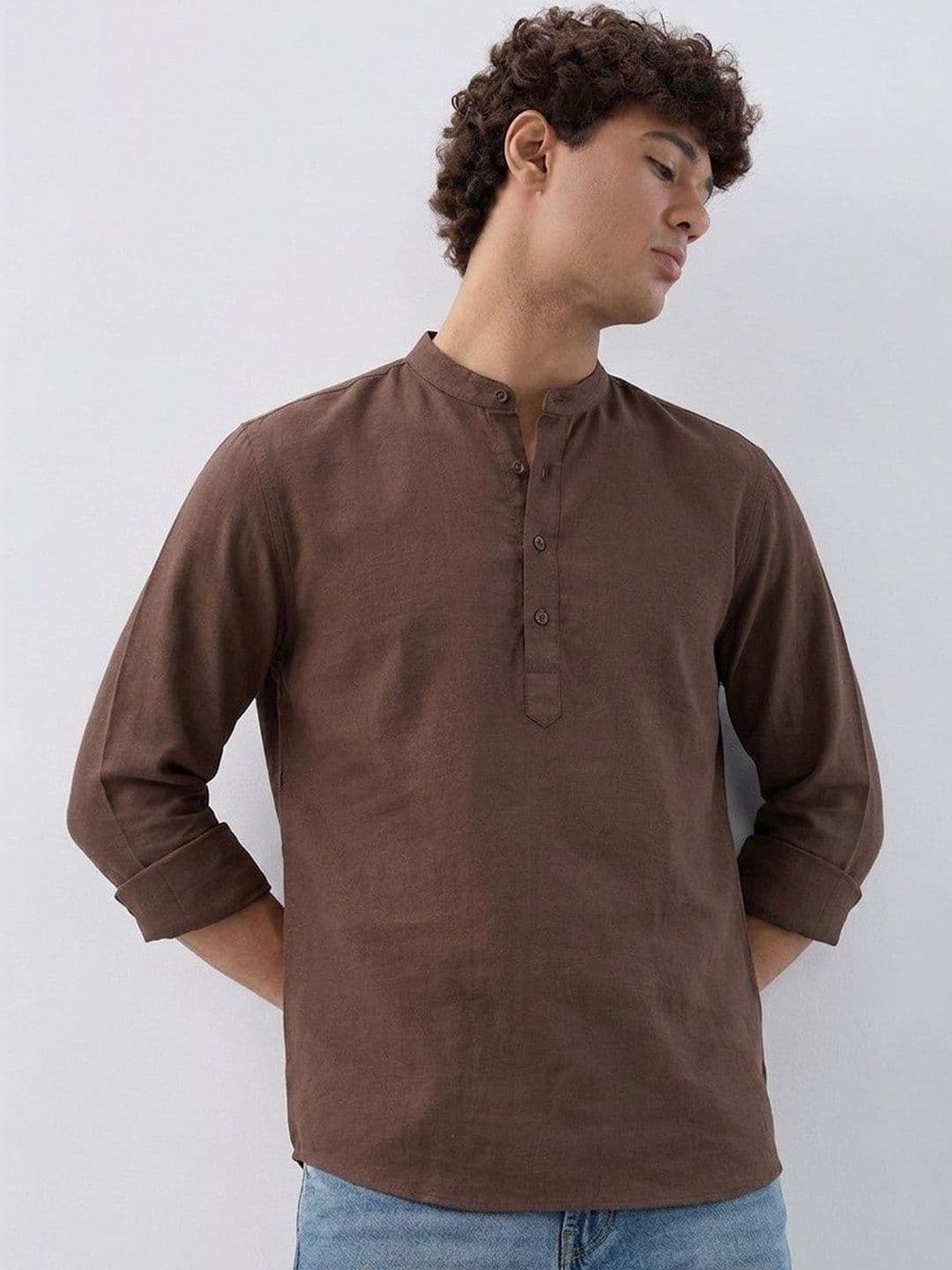 VELKYNOX Men Patchwork Summer Sheers Kurta - view 1