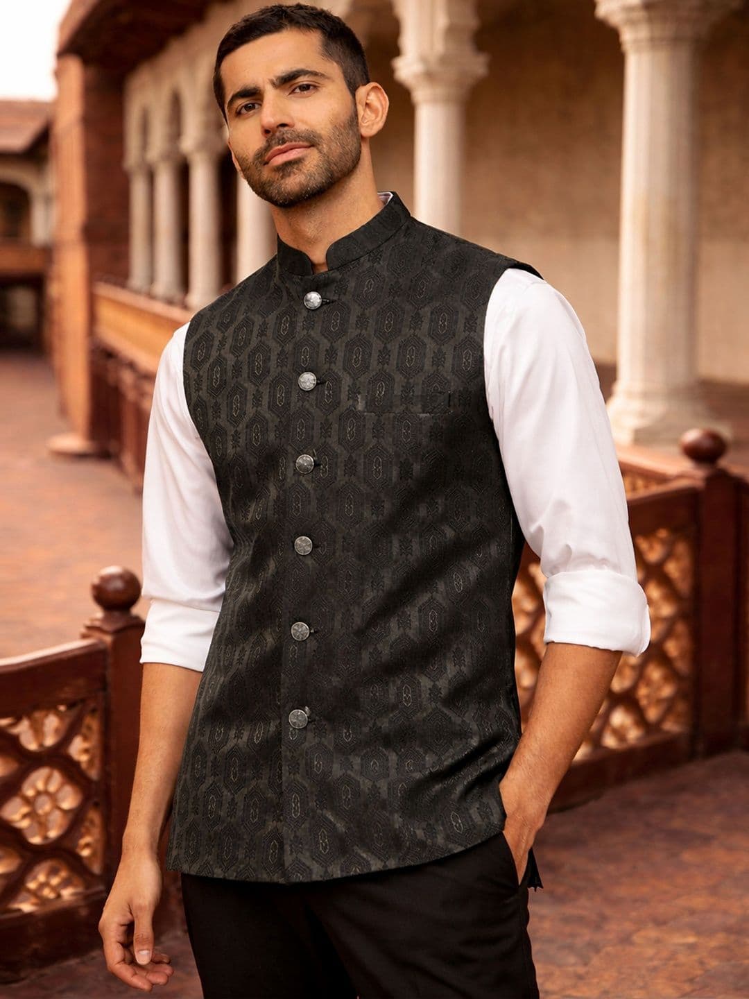 VASTRAMAY Mandarin Collared Nehru Jackets - view 1