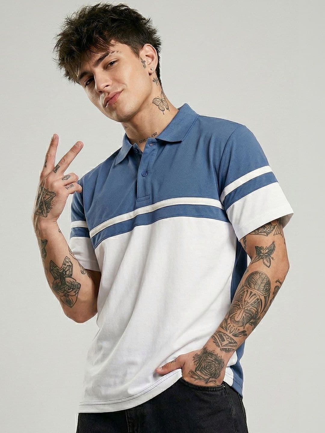 glitchez Men Colourblocked Polo Collar T-shirt - view 1