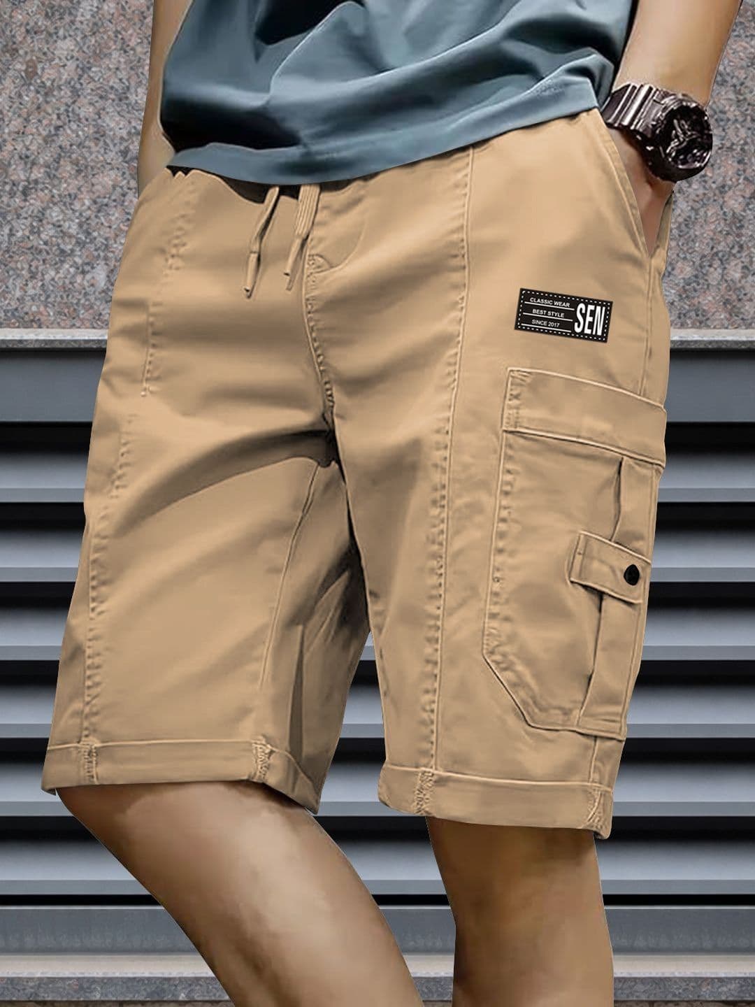 MODALEN Men Mid-Rise Cotton Cargo Shorts - view 1