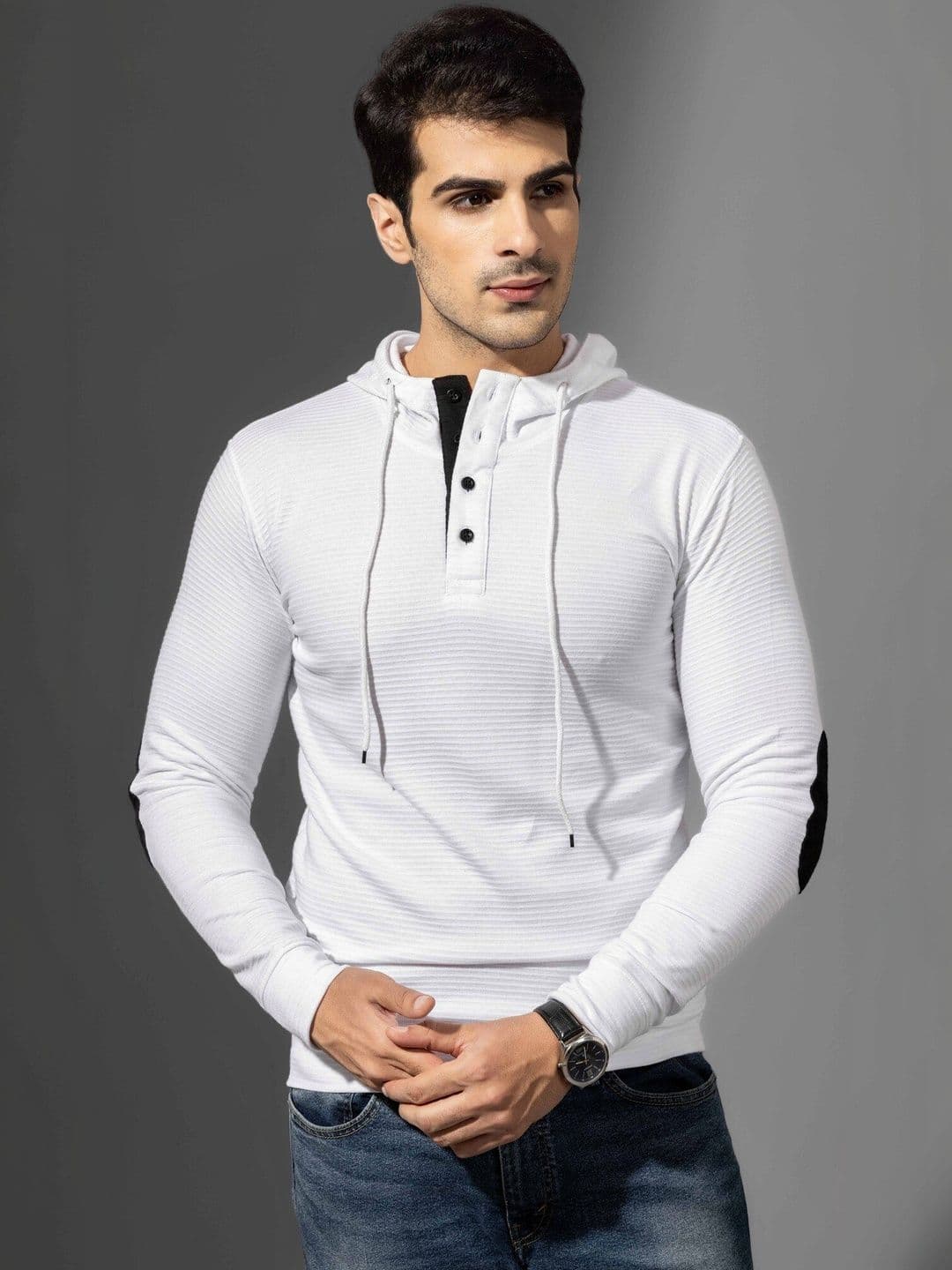 GRITSTONES Men Hooded Pure Cotton T-shirt - view 1