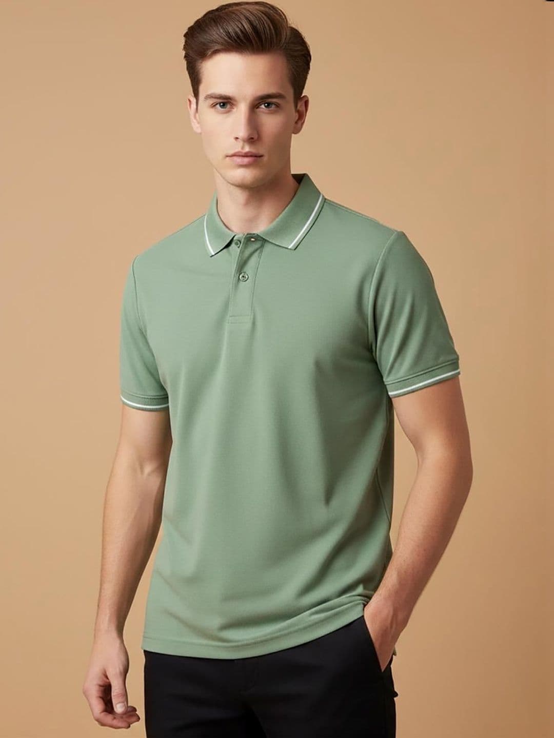 Purple Glisten Men Polo Collar Cotton T-shirt - view 1