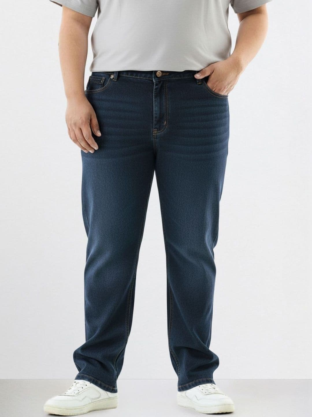 The Indian Garage Co Men Slim Fit Mid-Rise Light Fade Stretchable Jeans - view 1