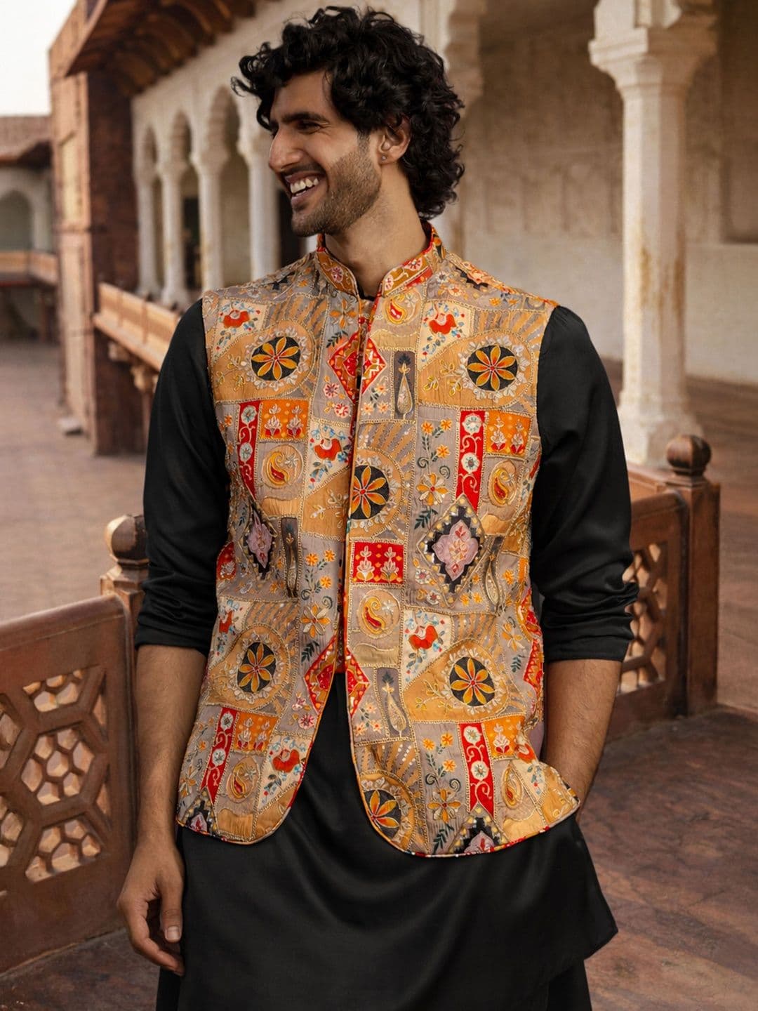 VASTRAMAY Embroidered Mandarin Collared Nehru Jackets - view 1