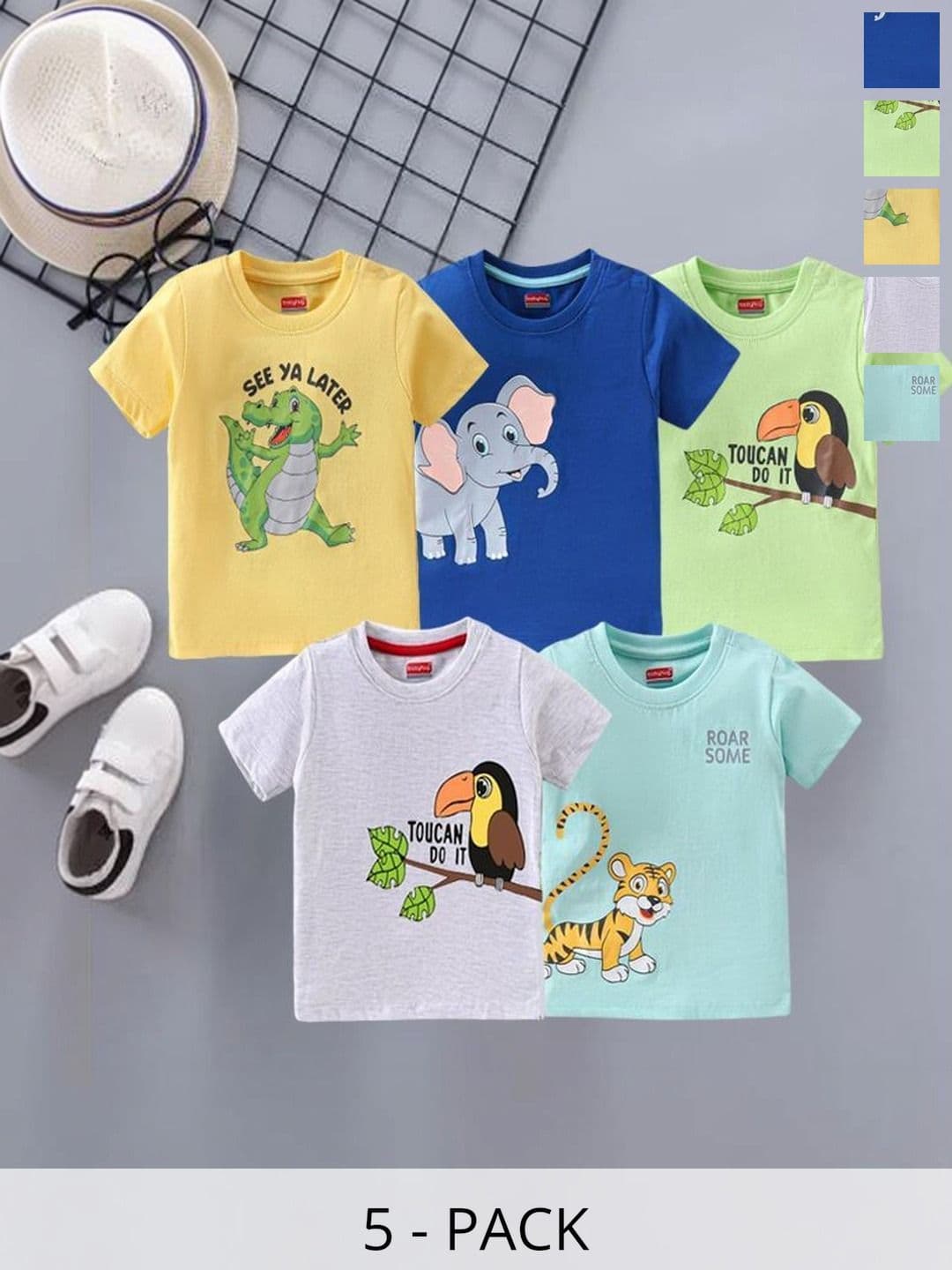 Shakubhar Unisex Kids Blue Cotton Tshirts - view 1