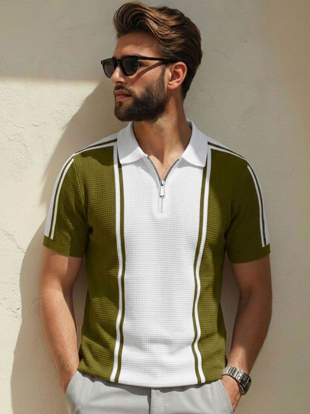 AUSK Men Colourblocked Polo Collar T-shirt - view 1