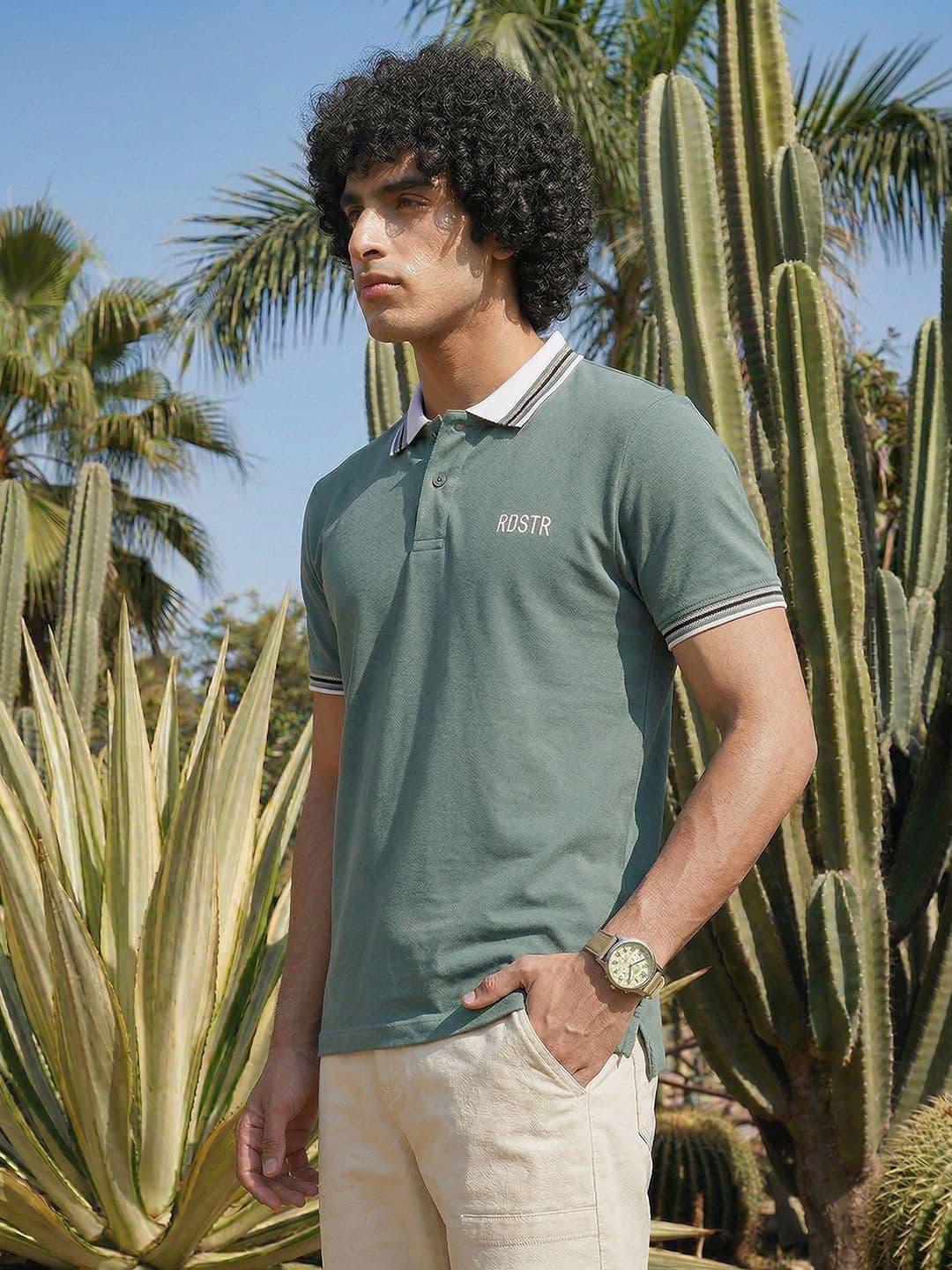 The Roadster Life Co. Typography Polo Collar Pure Cotton T-shirt - view 1