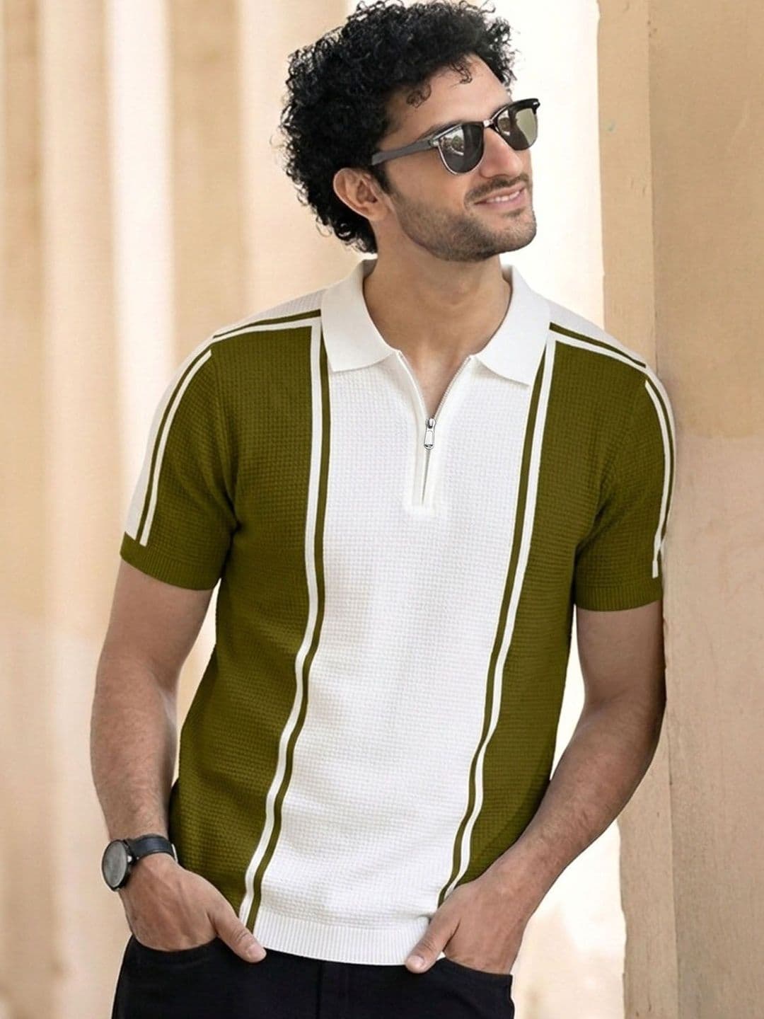 THE BEETEL HOUSE Men Colourblocked Polo Collar T-shirt - view 1