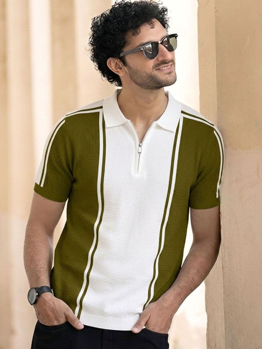AUSK Men Colourblocked Polo Collar T-shirt - view 1