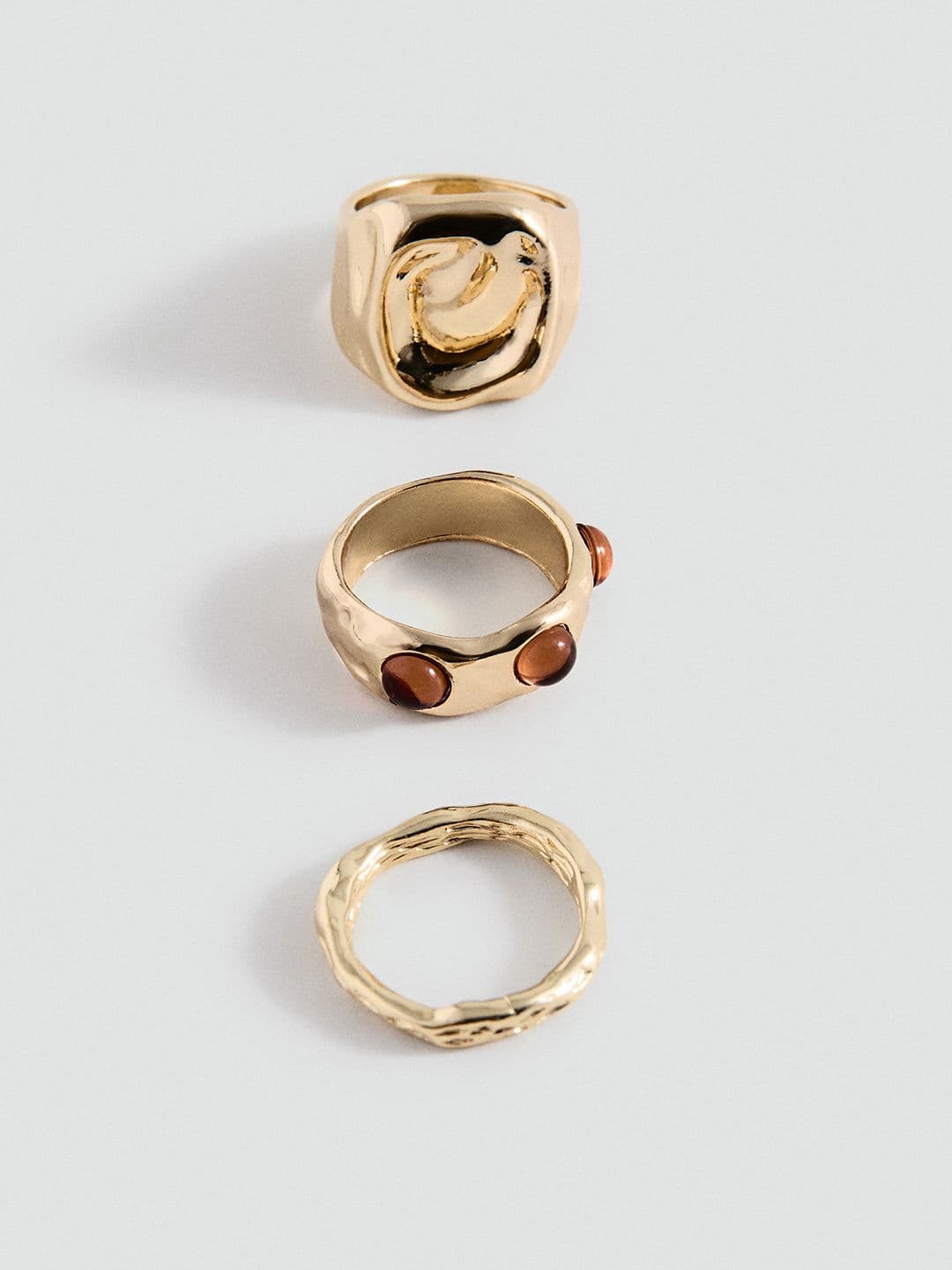 MANGO Women Set of 3 Gold-Plated Finger Ring - view 1
