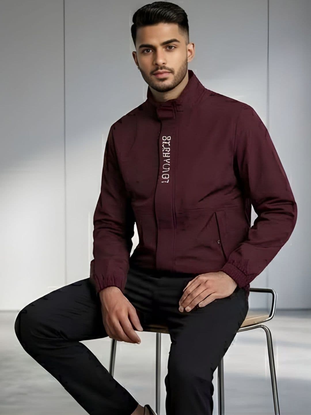 MIA FASHION Men Windcheater Stand Collar Biker Jacket - view 1