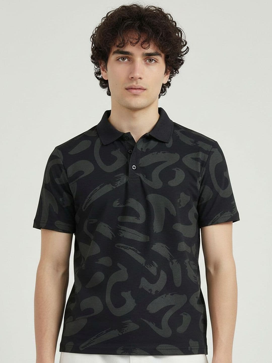 HERE&NOW Men Printed Polo Collar T-shirt - view 1