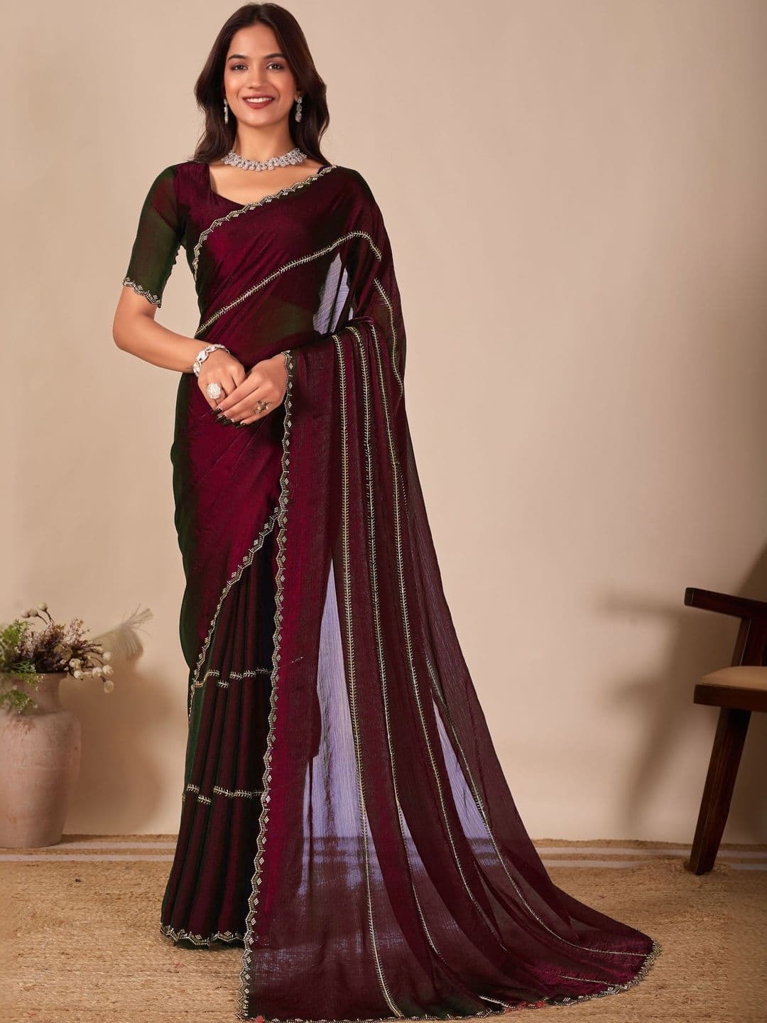 manokamna Poly Chiffon Saree - view 1