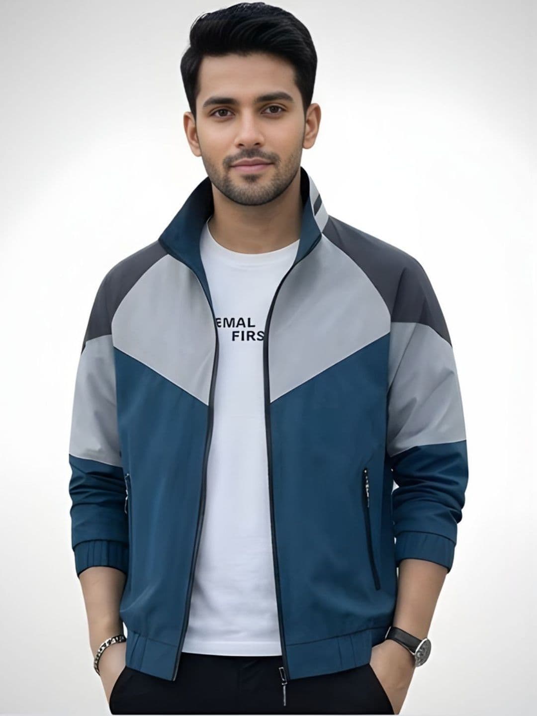 MIA FASHION Men Colourblocked Windcheater Running Sporty Jacket - view 1