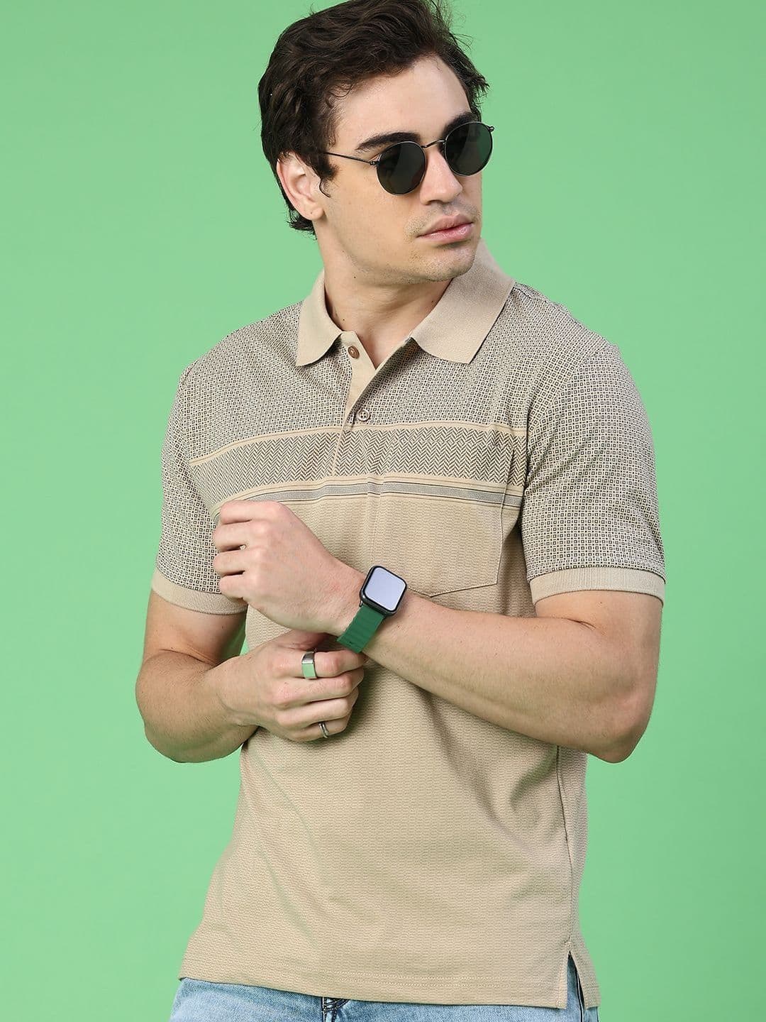 V-Mart Men Printed Polo Collar T-shirt - view 1