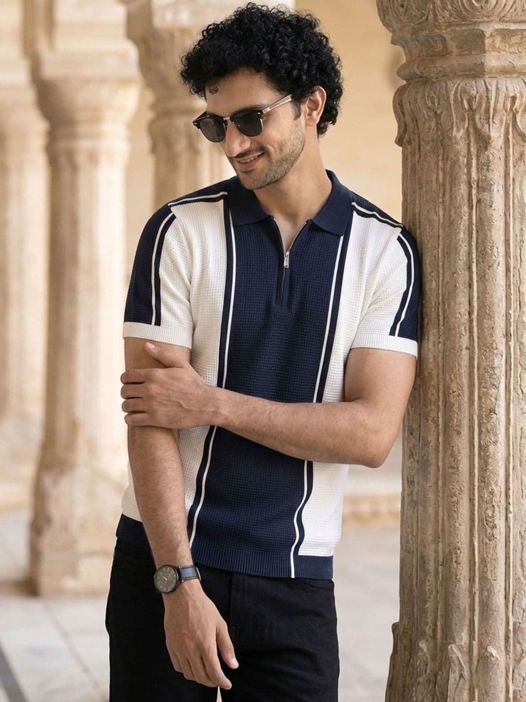 THE BEETEL HOUSE Men Colourblocked Polo Collar T-shirt - view 1