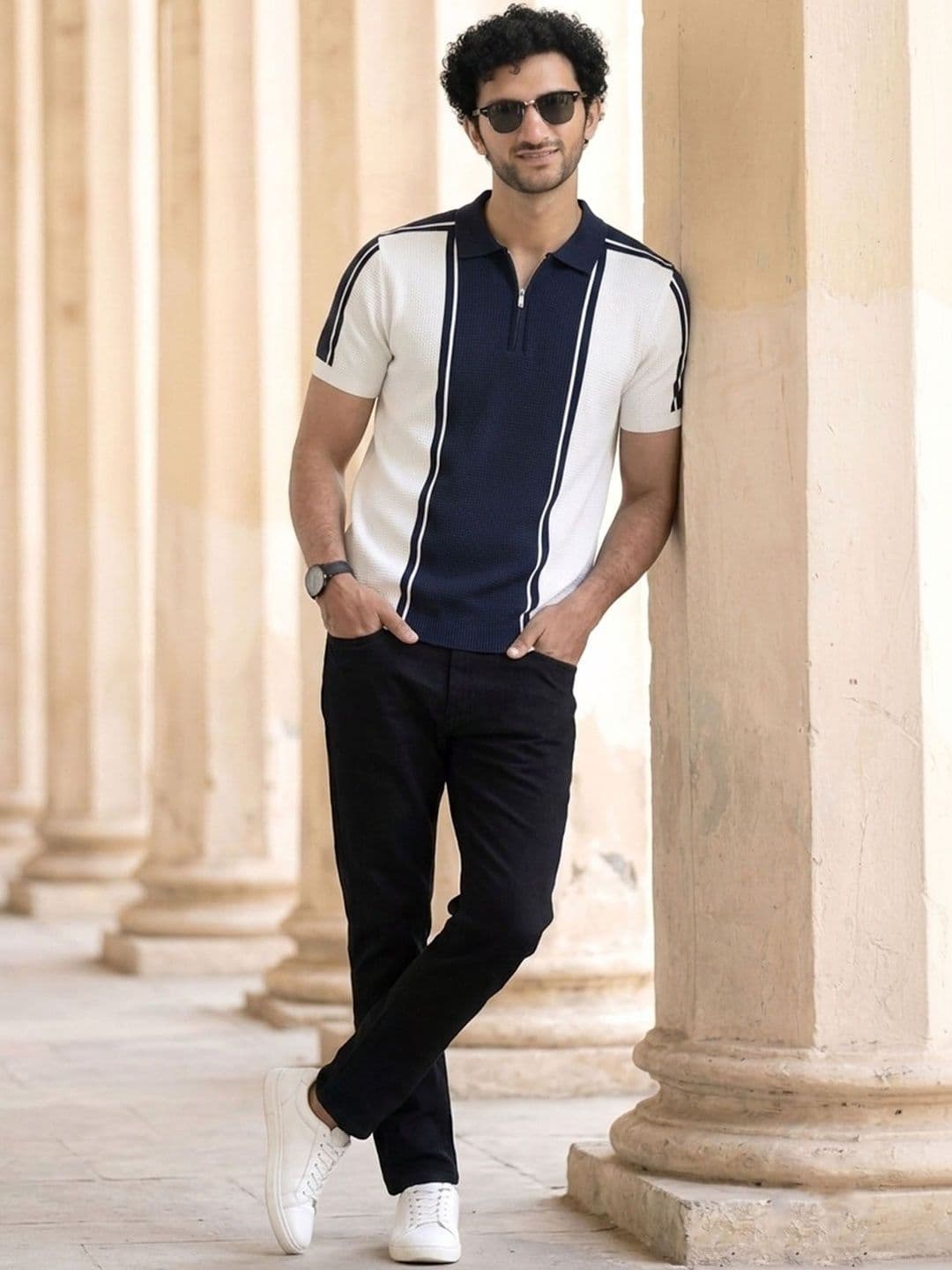 AUSK Men Colourblocked Polo Collar T-shirt - view 1