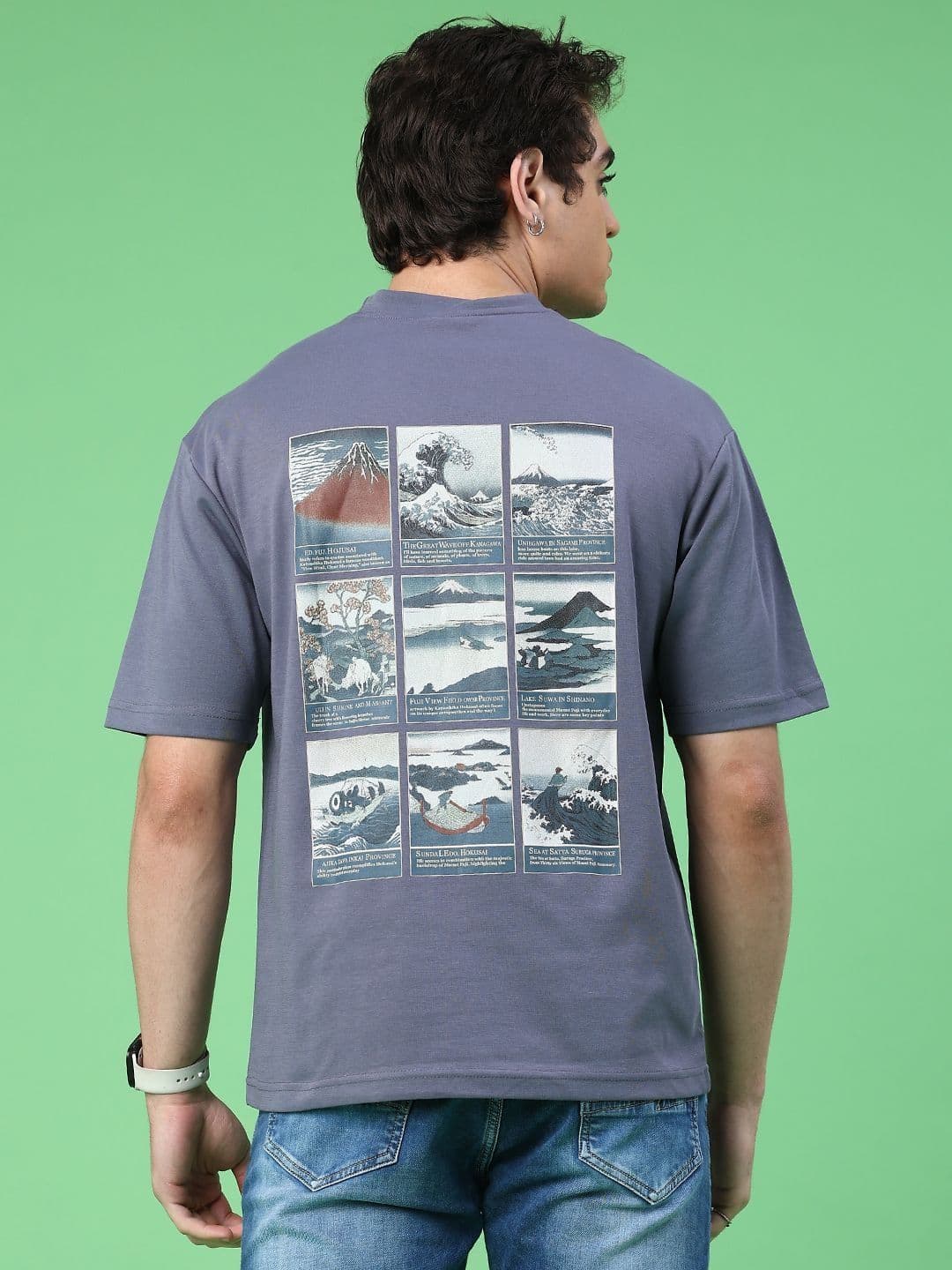 V-Mart Men Graphic Printed Round Neck Cotton Boxy T-shirt - view 1