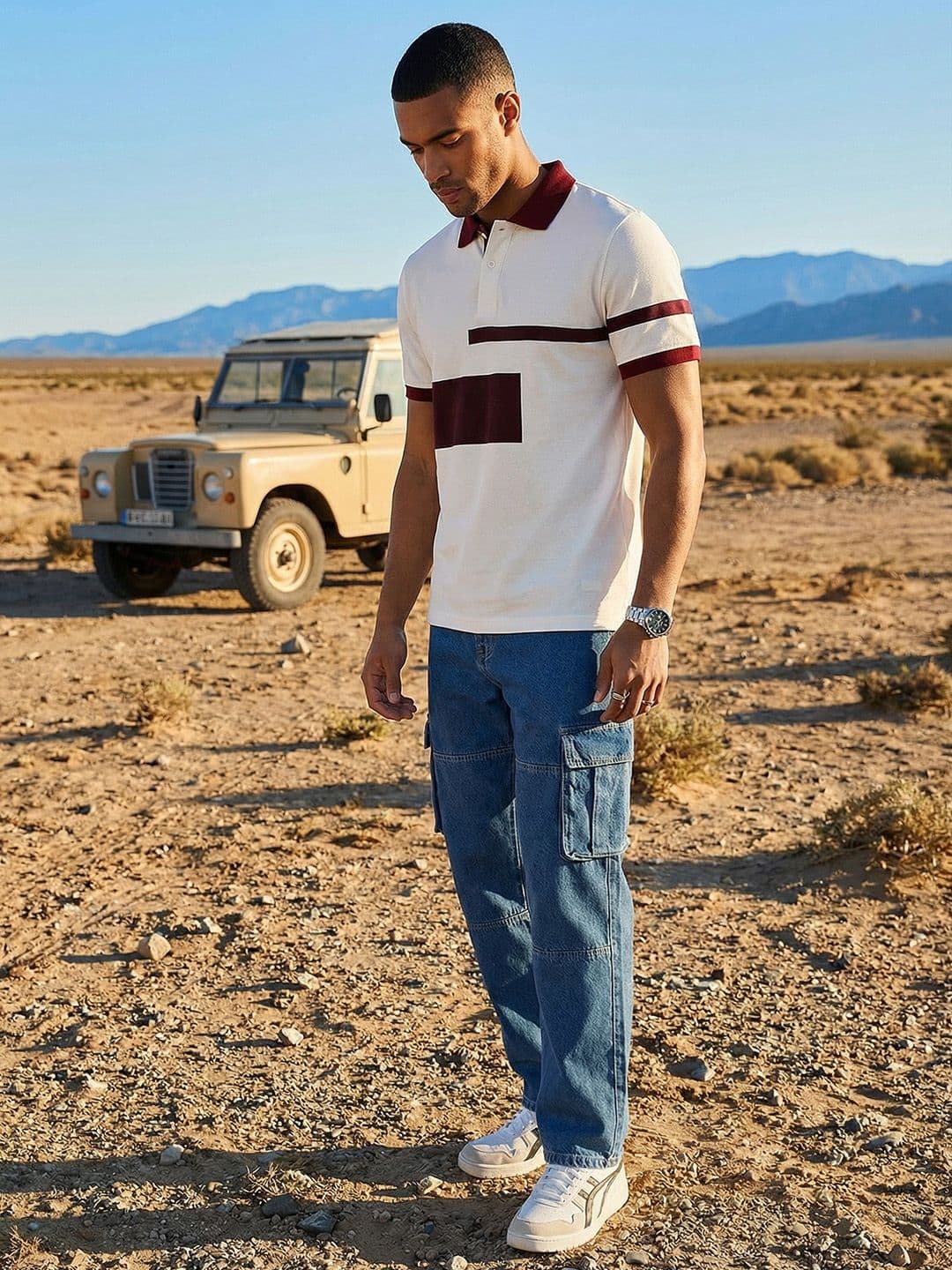 The Roadster Life Co. Colourblocked Polo Collar T-shirt - view 1